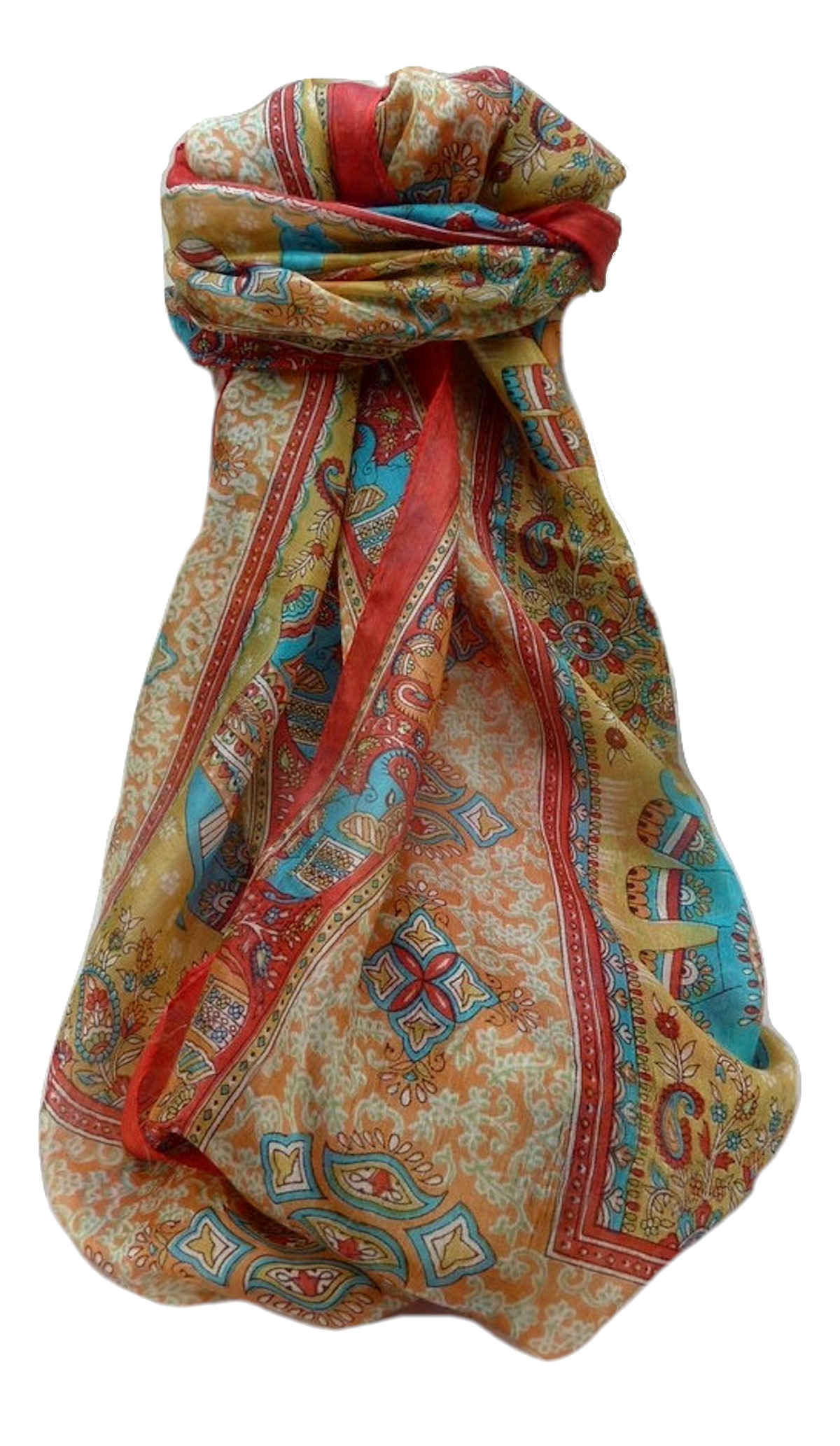 Tradizionale Sciarpa Longa di Seta Jaan Flame