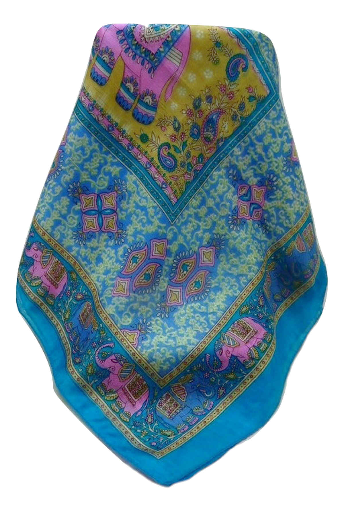 Tradizionale Sciarpa Longa di Seta Jaan Aqua