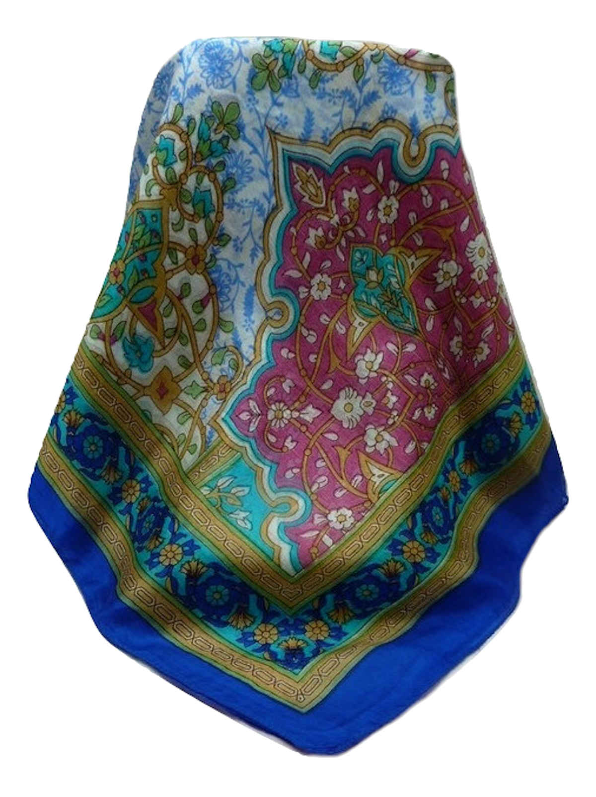 Tradizionale Sciarpa Longa di Seta Kareena Blue