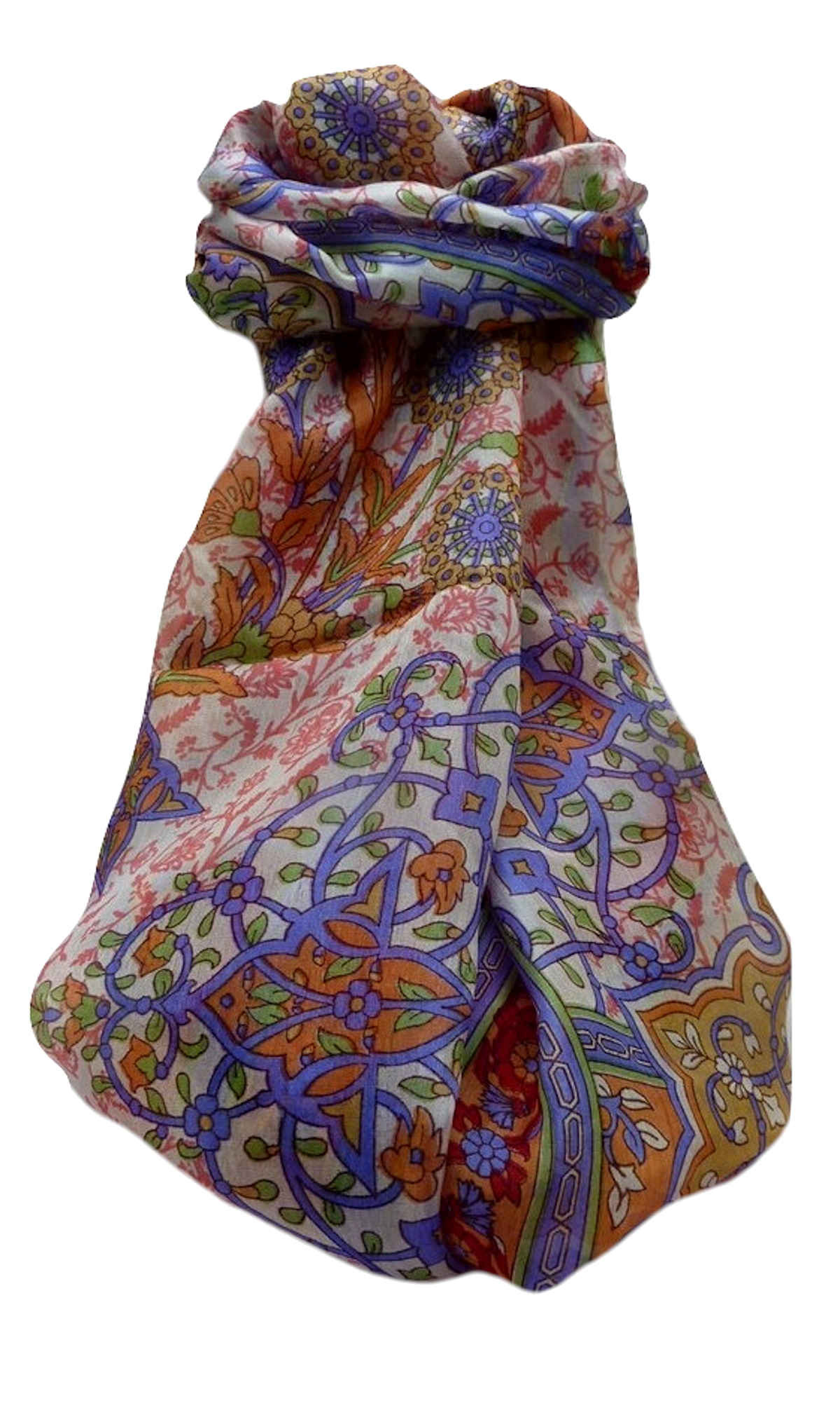 Tradizionale Sciarpa Longa di Seta Kareena Scarlet