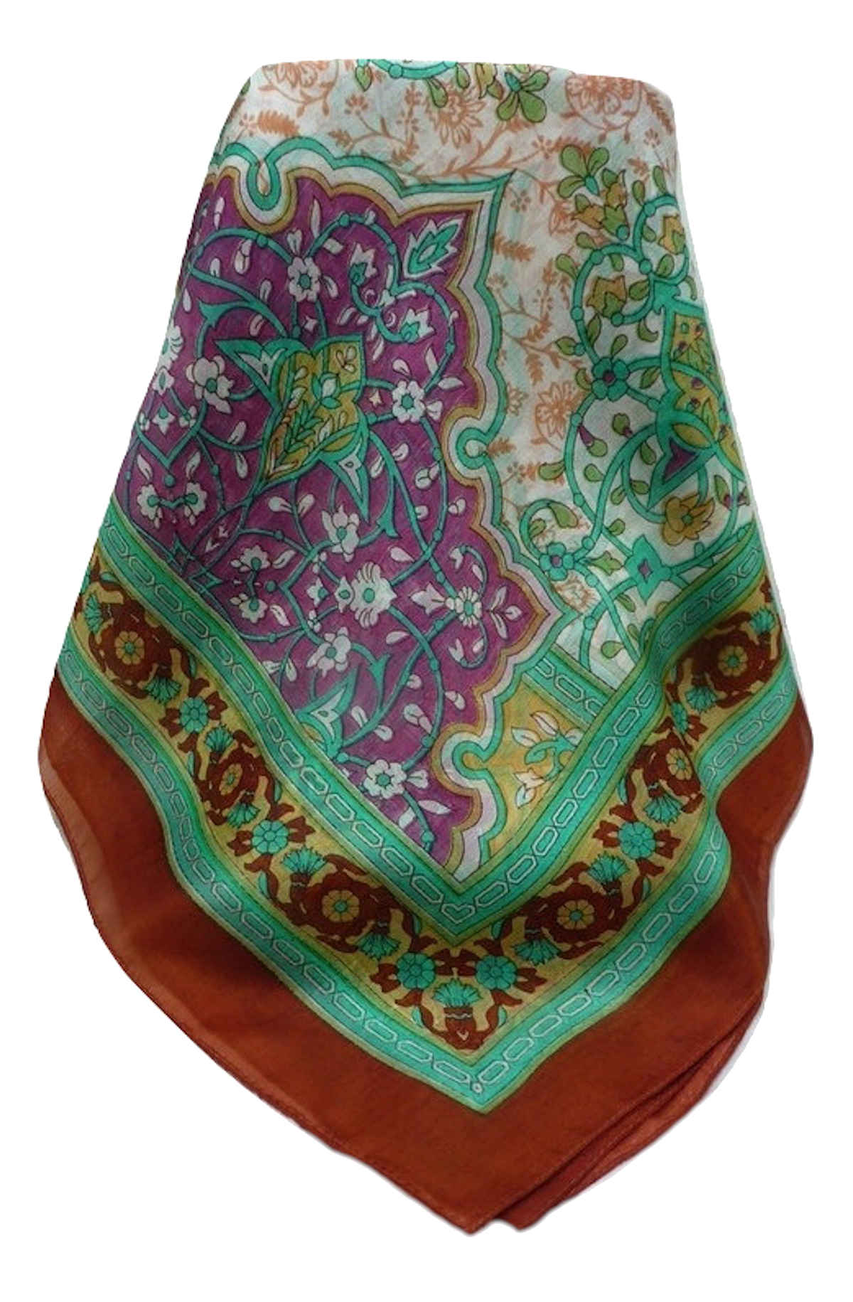 Tradizionale Sciarpa Longa di Seta Kareena Copper