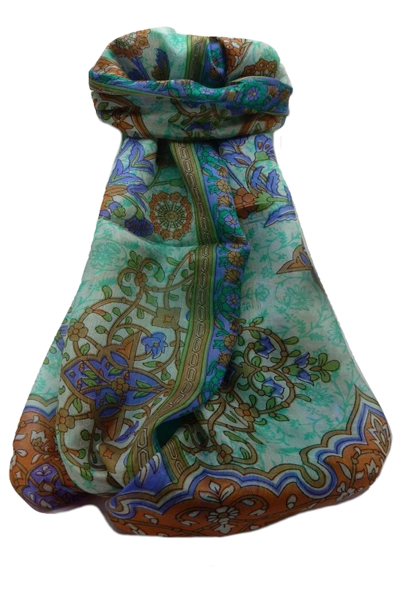 Tradizionale Sciarpa Longa di Seta Kareena Emerald