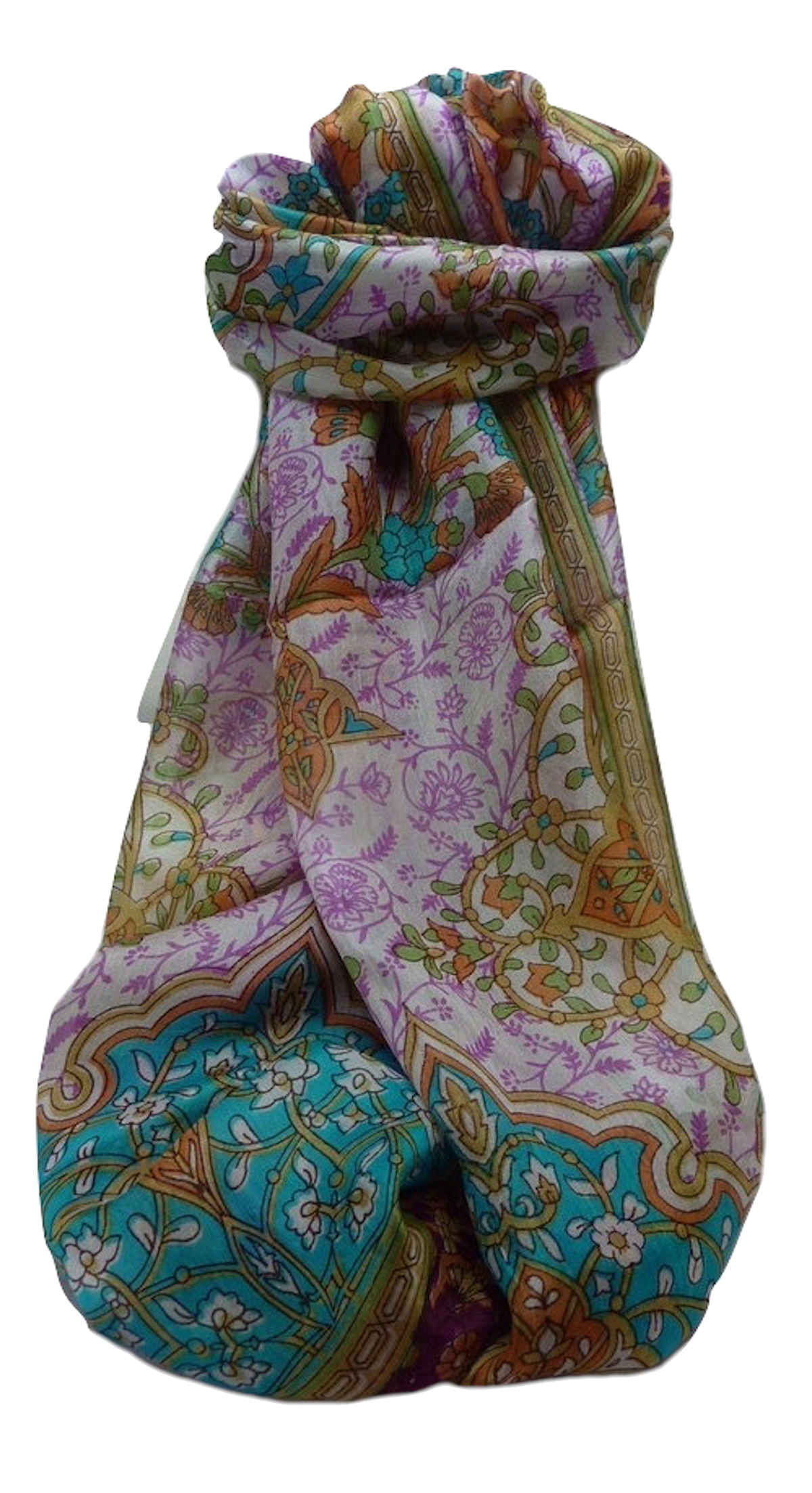 Tradizionale Sciarpa Longa di Seta Kareena Maroon