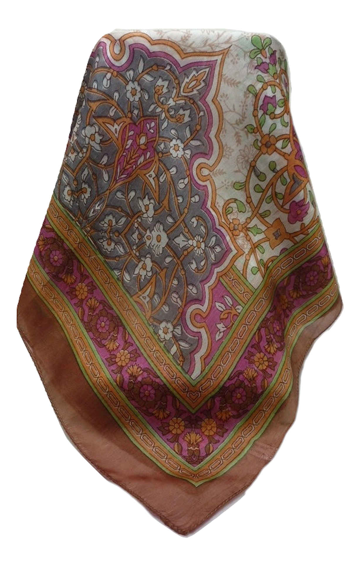 Tradizionale Sciarpa Longa di Seta Kareena Chestnut