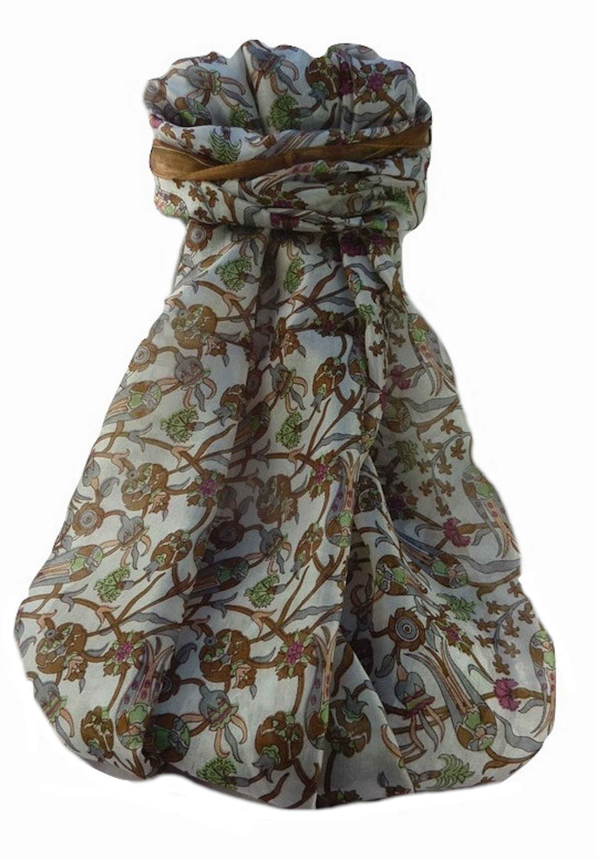 Mulberry Silk Traditional Long Scarf  Karwan Chestnut by Pashmina & Silk