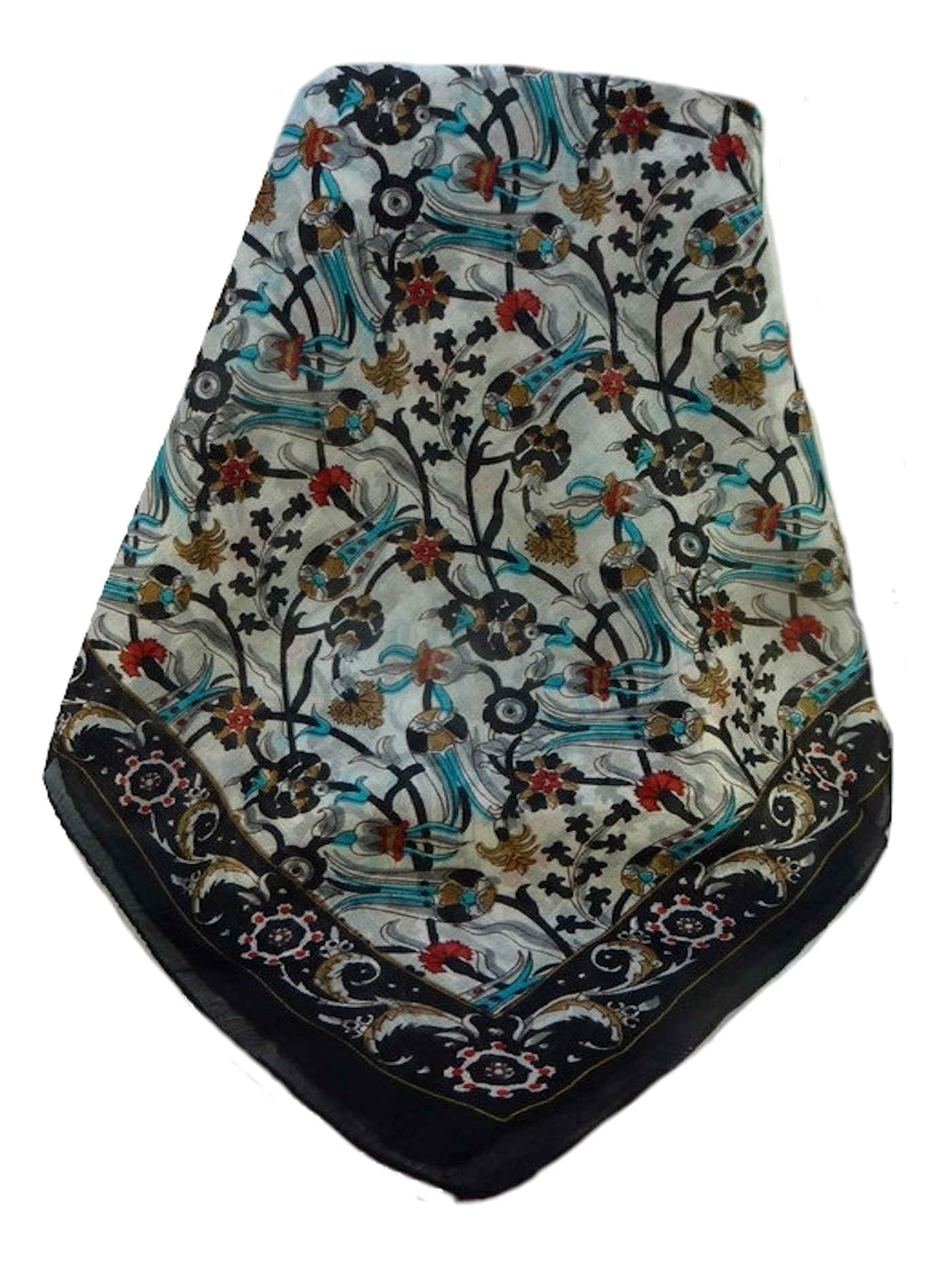 Mulberry Silk Traditional Long Scarf  Karwan Black by Pashmina & Silk