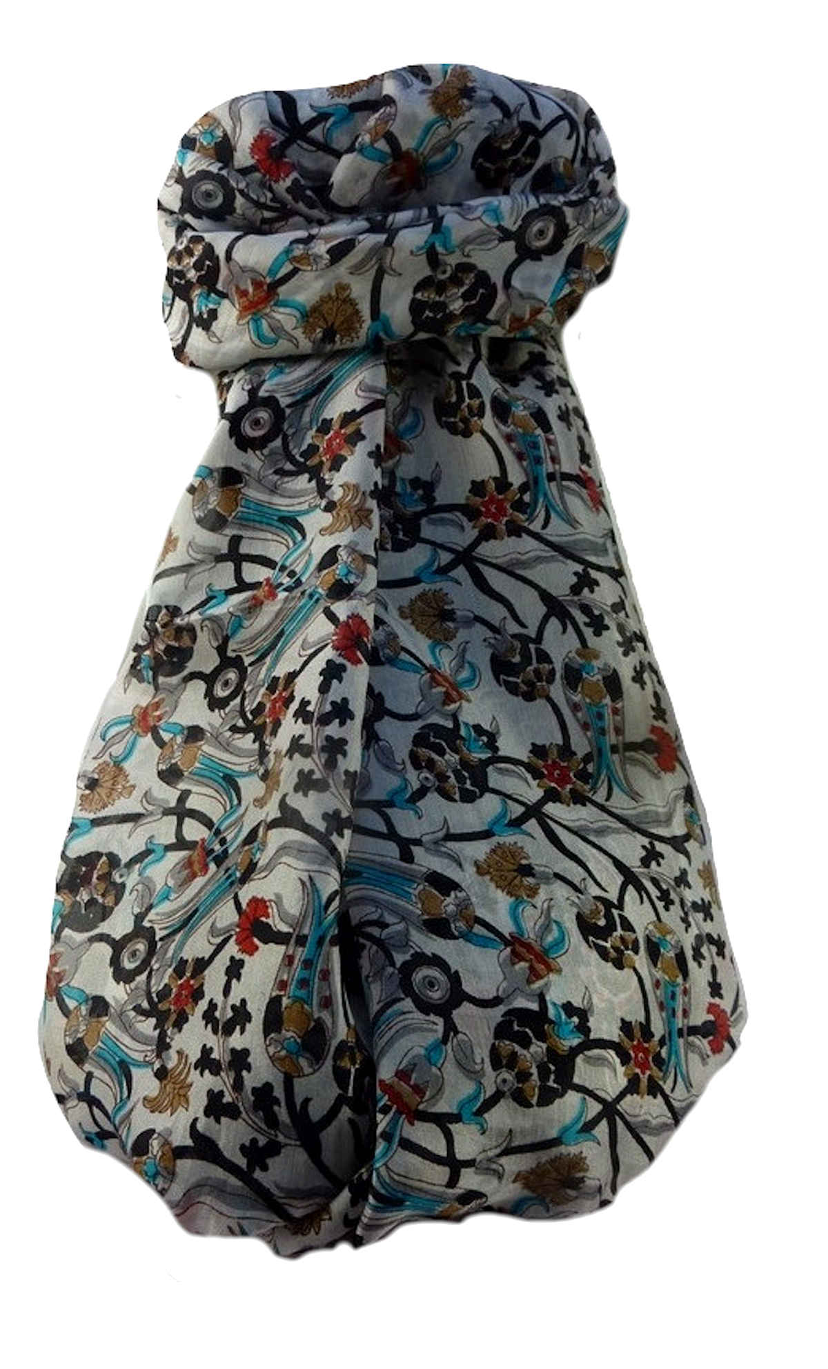 Mulberry Silk Traditional Long Scarf  Karwan Black by Pashmina & Silk