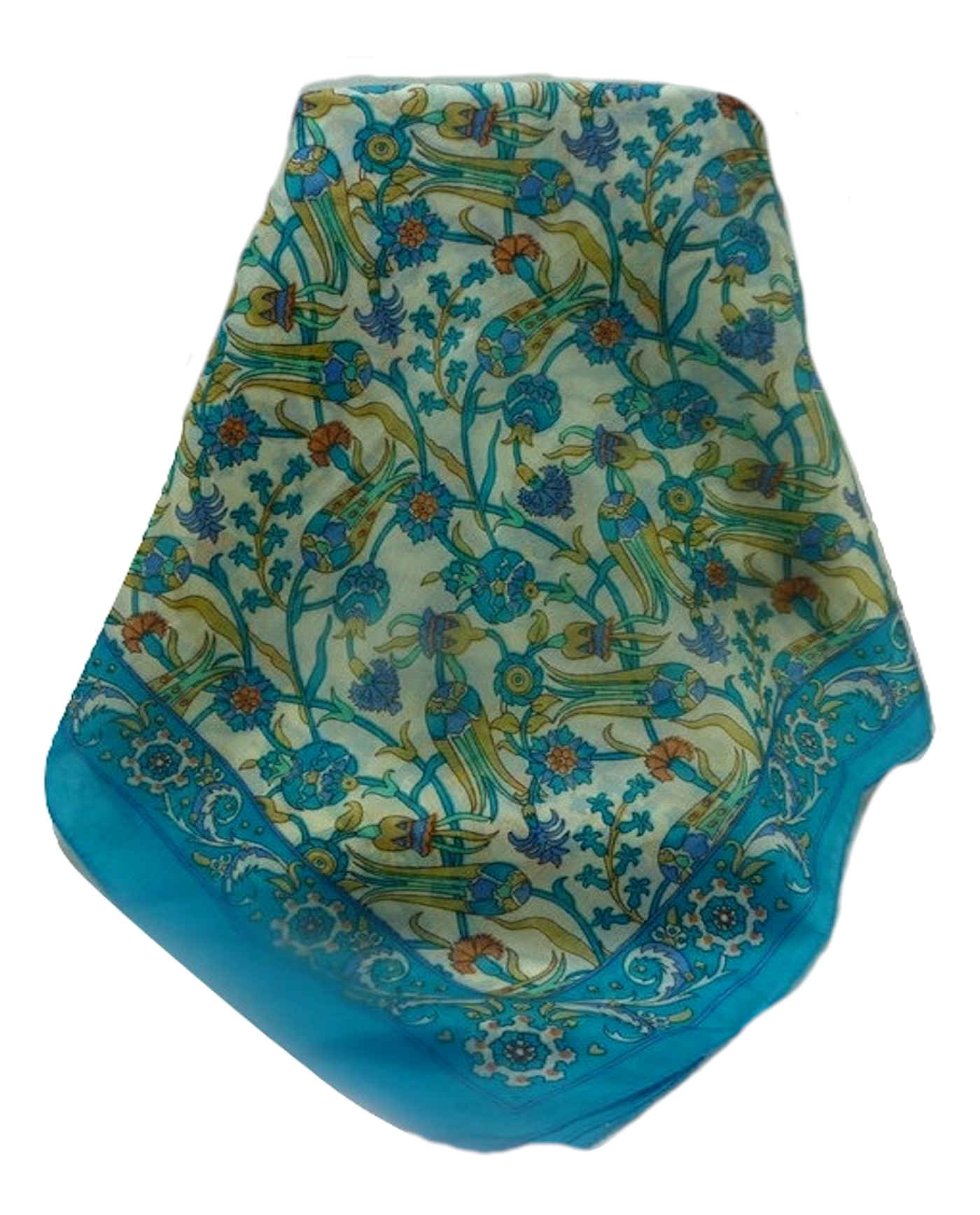 Mulberry Silk Traditional Long Scarf  Karwan Light Blue by Pashmina & Silk