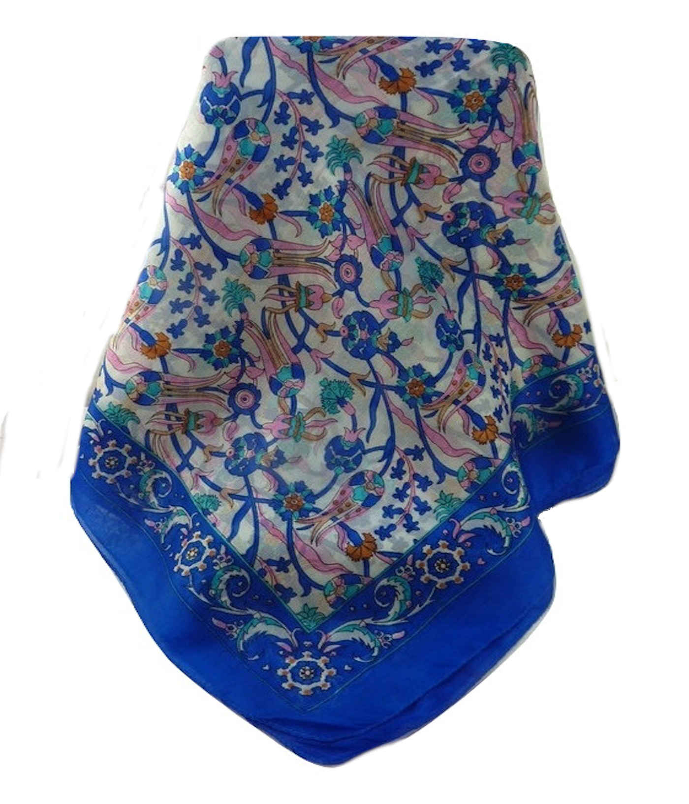 Mulberry Silk Traditional Long Scarf  Karwan French Blue by Pashmina & Silk