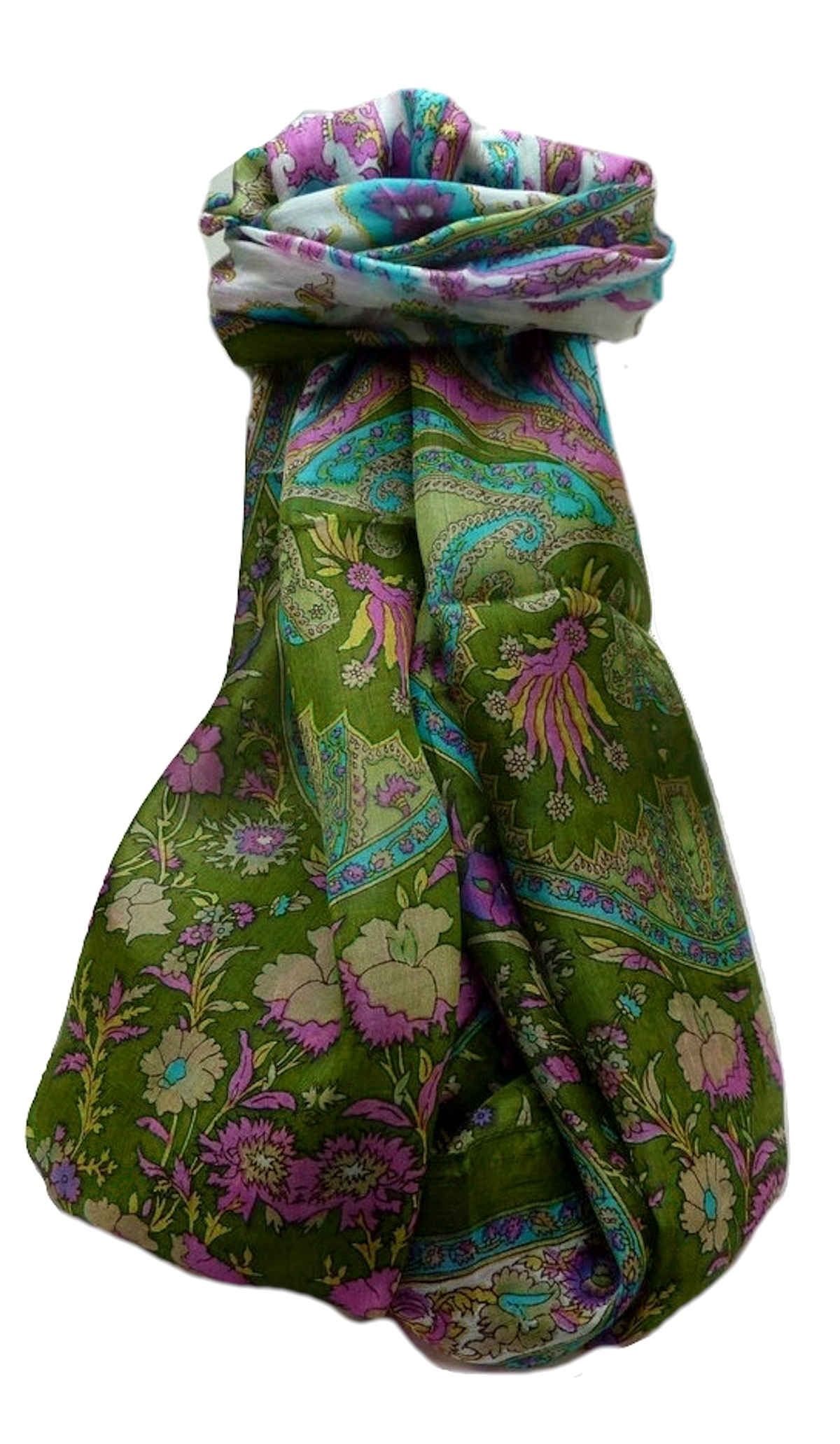 Tradizionale Sciarpa Longa di Seta Khattar Sage