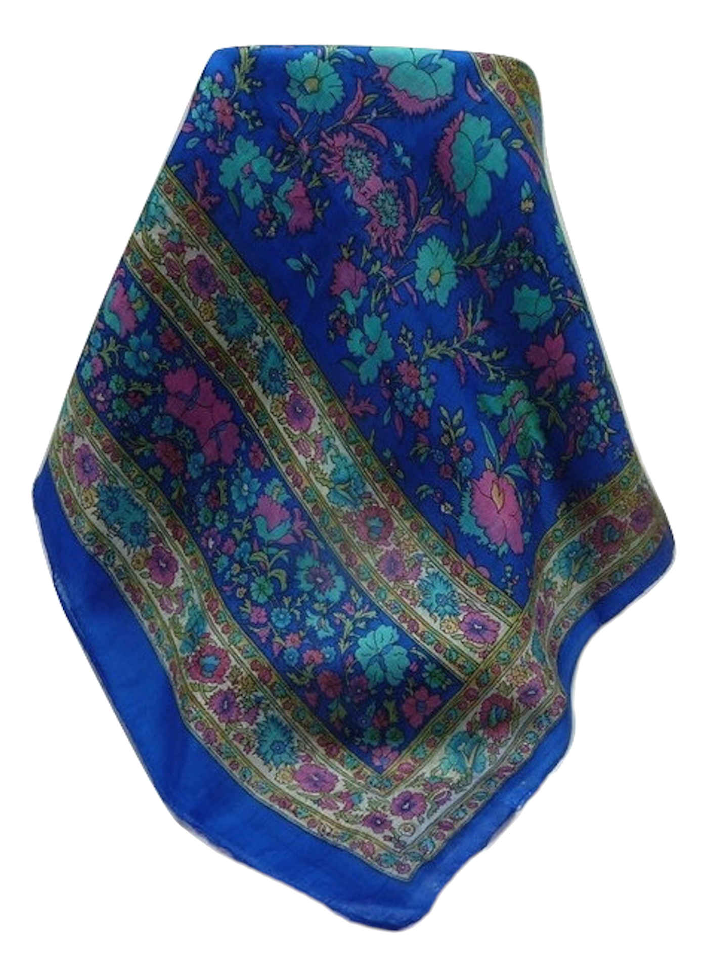 Tradizionale Sciarpa Longa di Seta Khattar Blue