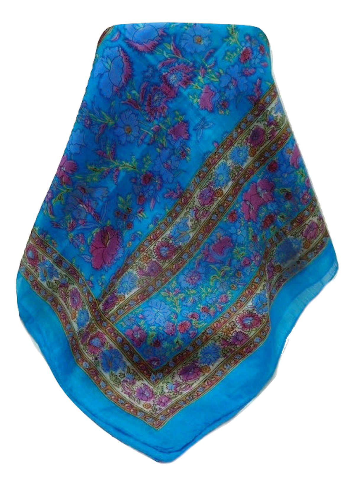 Tradizionale Sciarpa Longa di Seta Khattar Aqua