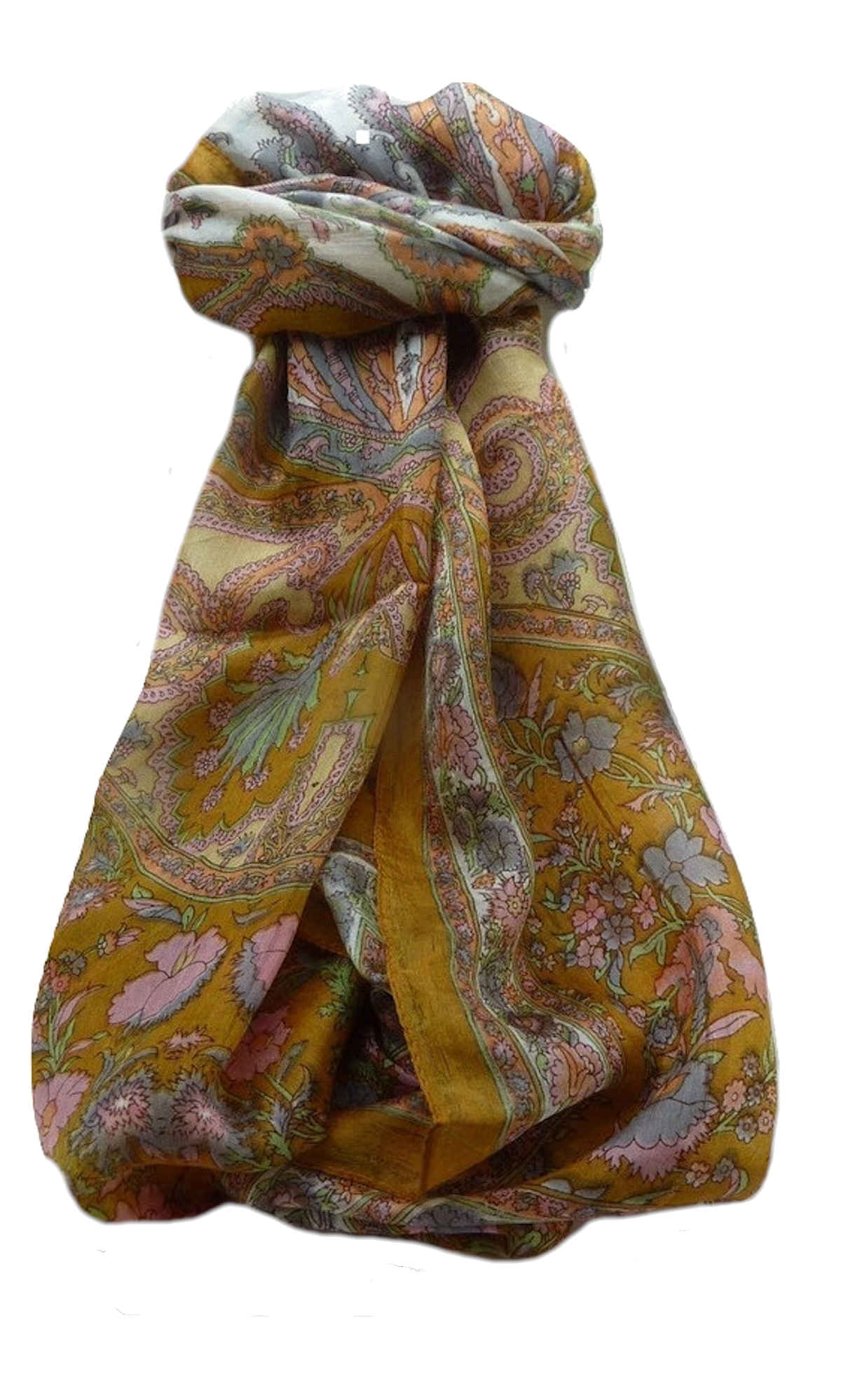 Tradizionale Sciarpa Longa di Seta Khattar Gold