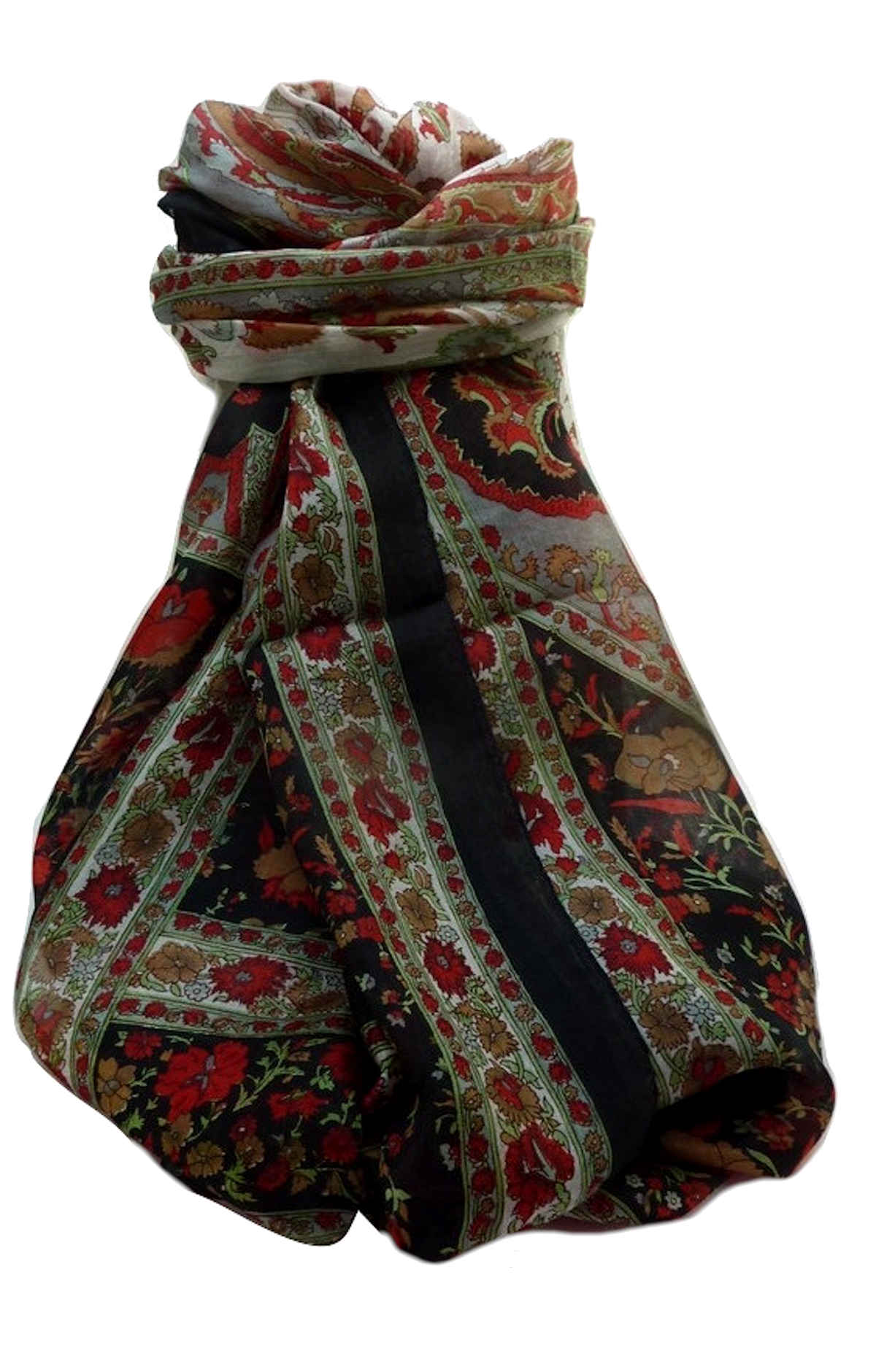 Tradizionale Sciarpa Longa di Seta Khattar Black