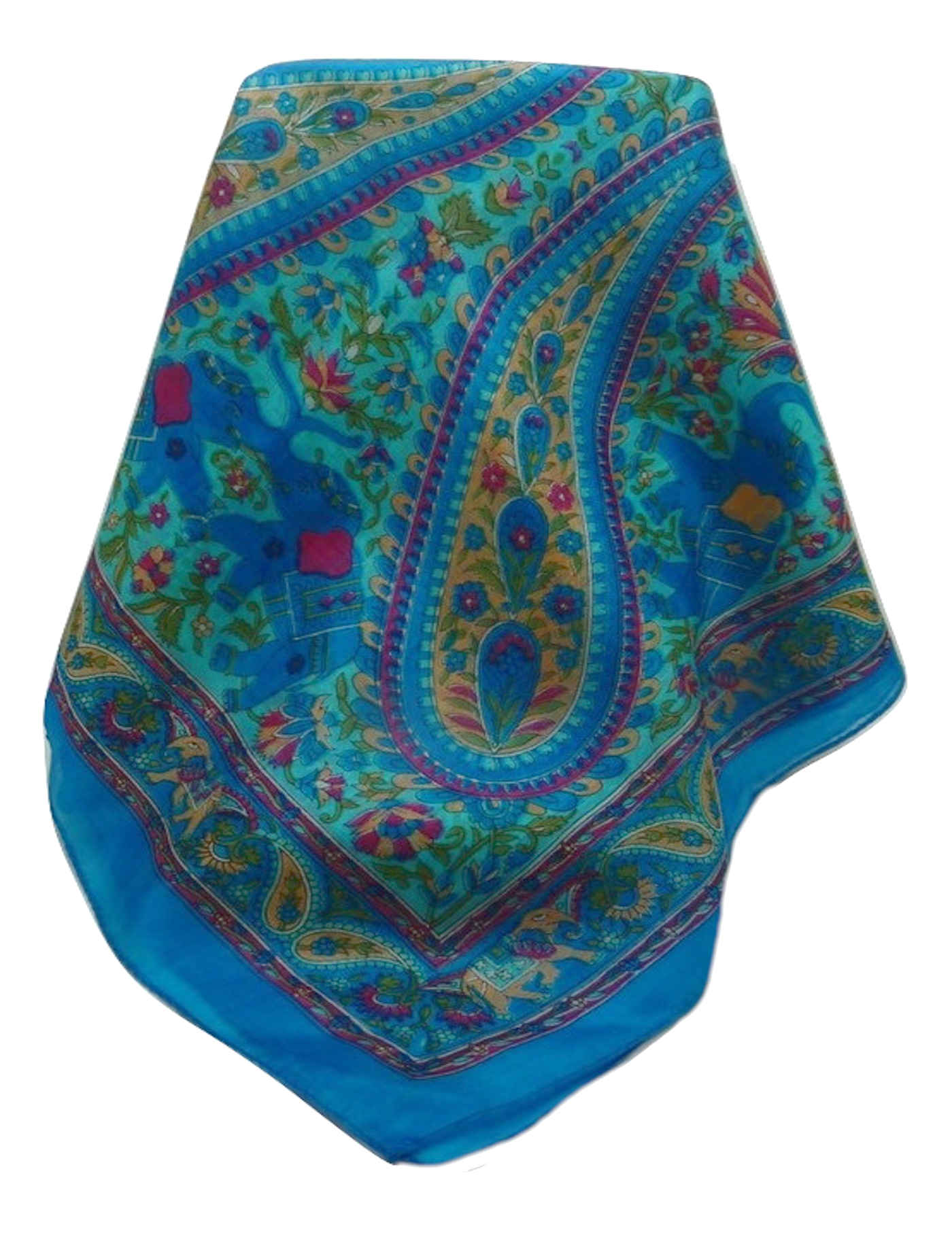 Mulberry Silk Traditional Long Scarf  Kriti Aqua by Pashmina & Silk