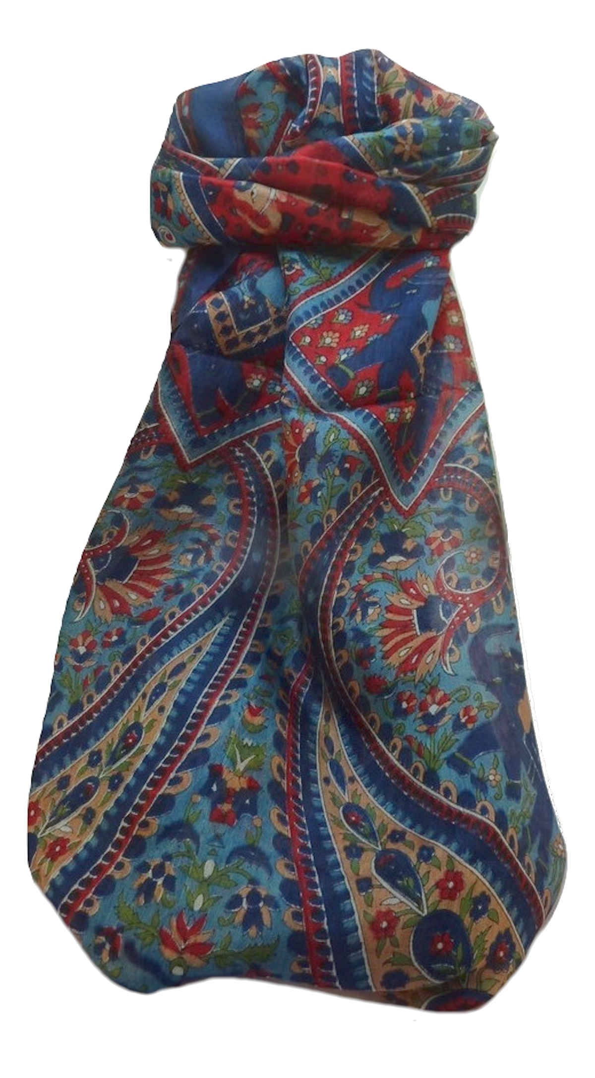Mulberry Silk Traditional Long Scarf  Kriti Navy by Pashmina & Silk