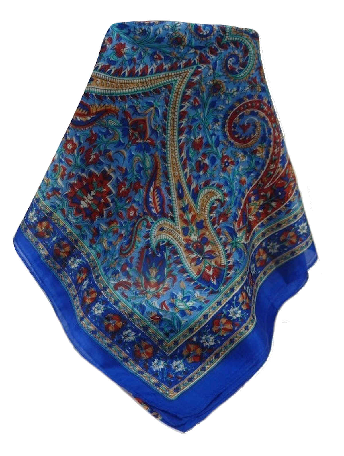 Mulberry Silk Traditional Long Scarf  Mallik Blue by Pashmina & Silk