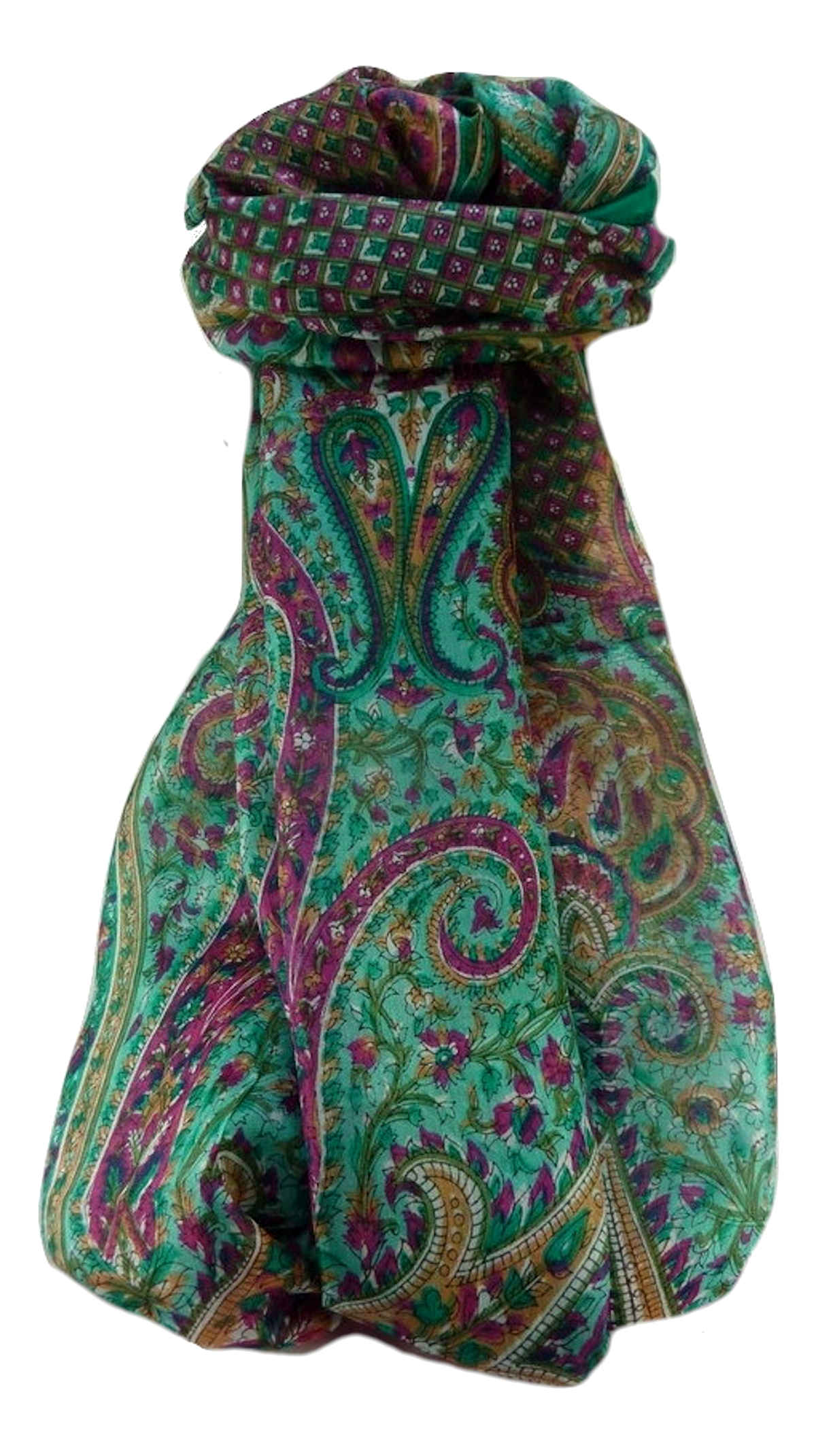 Mulberry Silk Traditional Long Scarf  Mallik Emerald by Pashmina & Silk