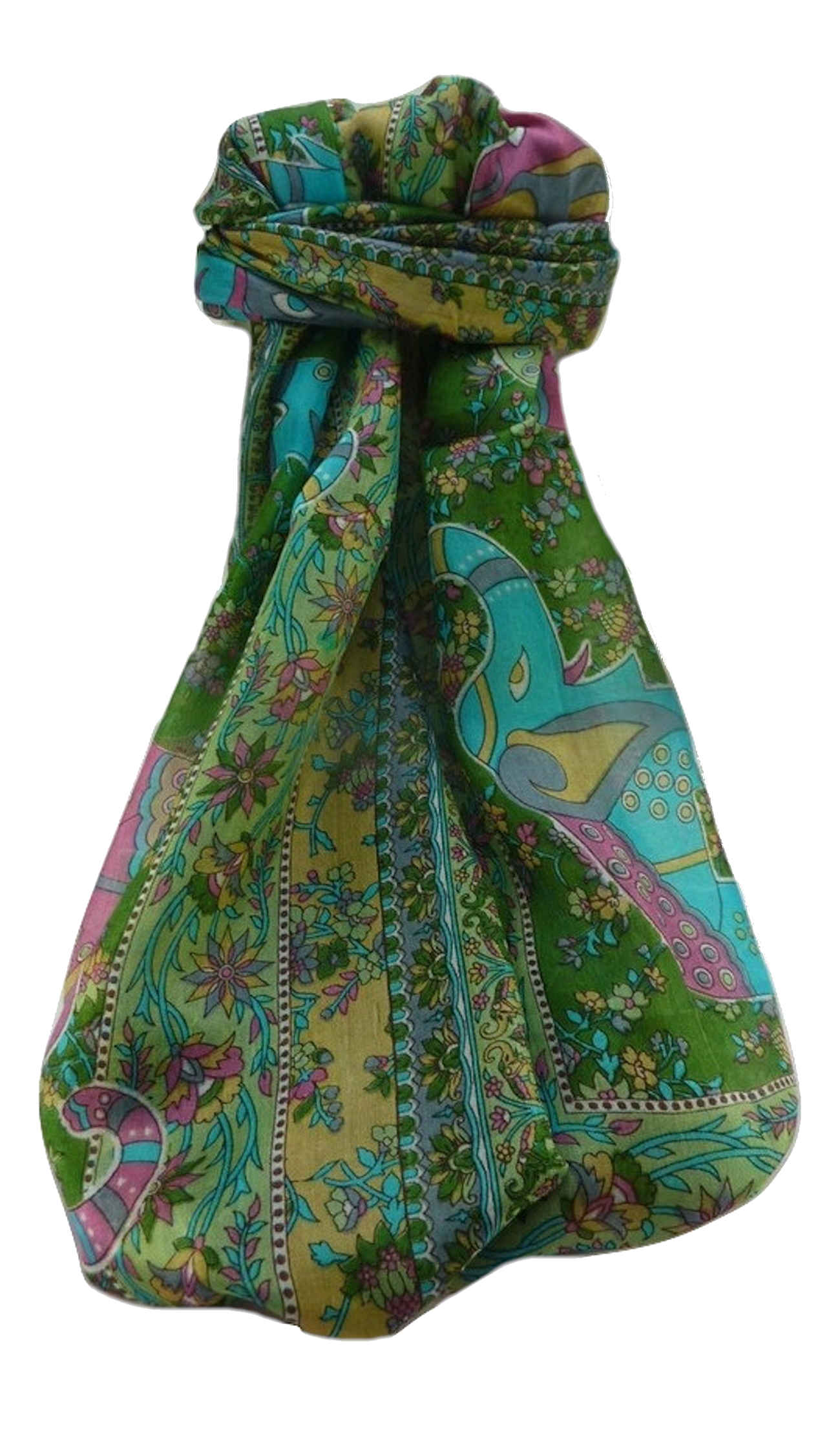 Tradizionale Sciarpa Longa di Seta Pyar Sage