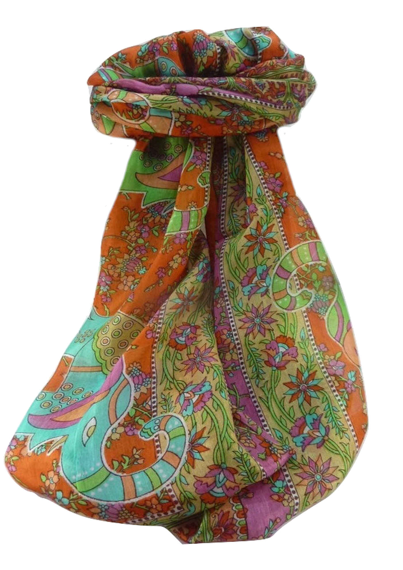 Tradizionale Sciarpa Longa di Seta Pyar Marigold