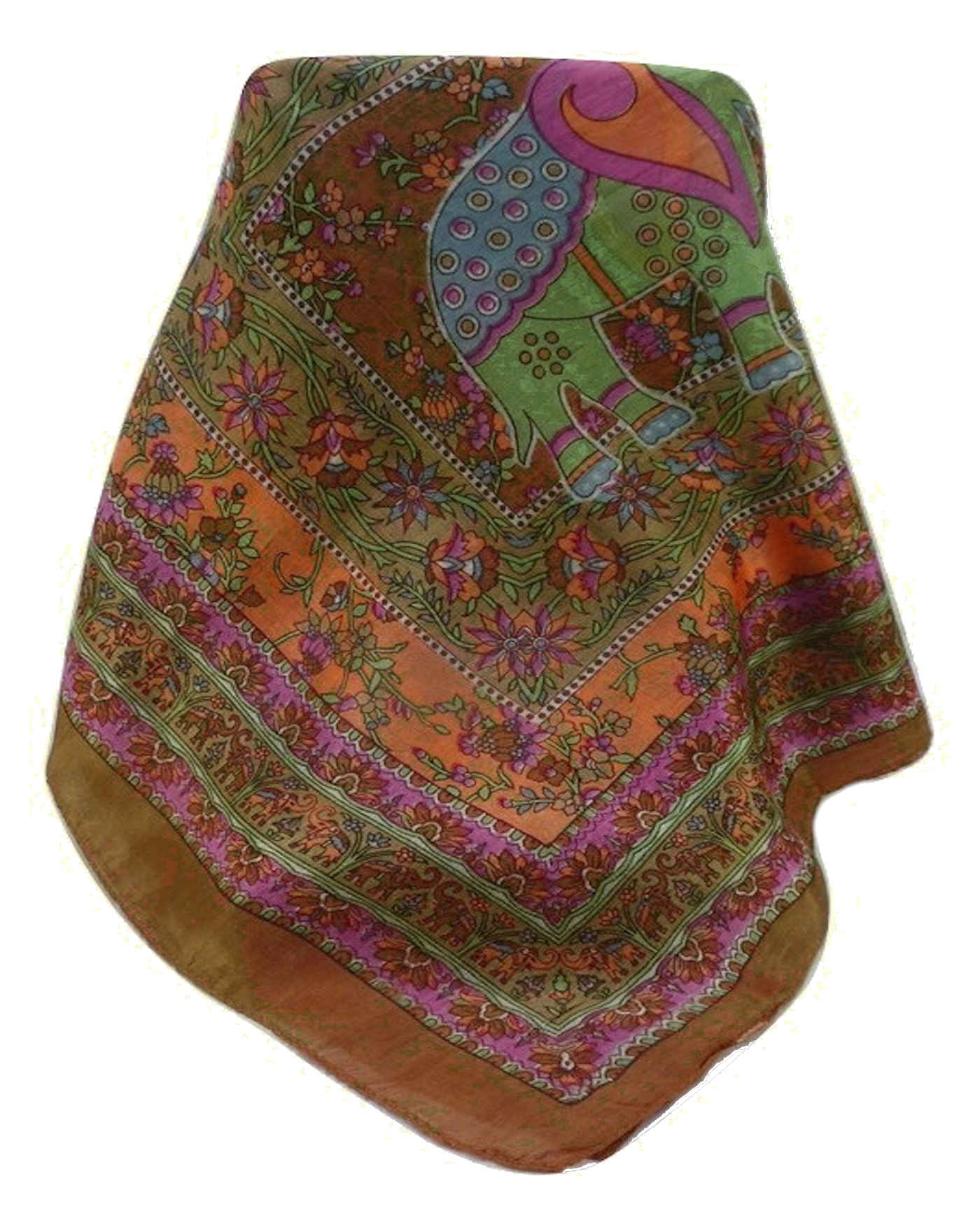 Tradizionale Sciarpa Longa di Seta Pyar Chestnut