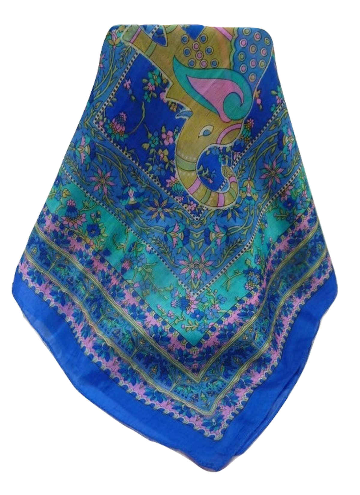 Tradizionale Sciarpa Longa di Seta Pyar Blue