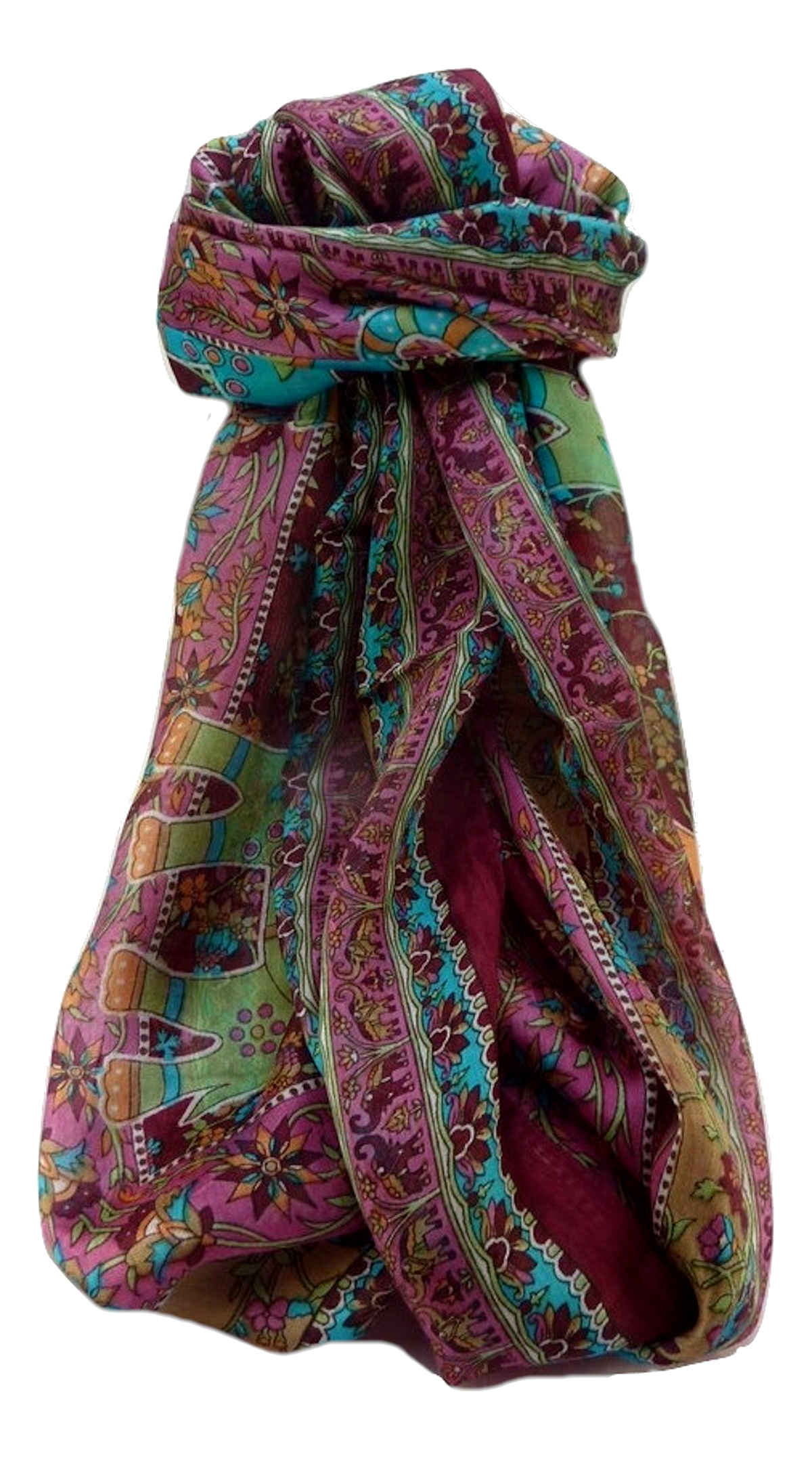 Tradizionale Sciarpa Longa di Seta Pyar Maroon