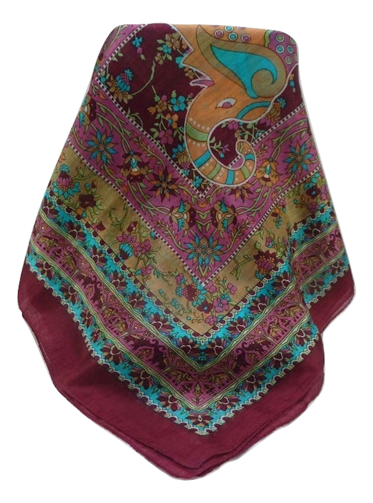 Tradizionale Sciarpa Longa di Seta Pyar Maroon