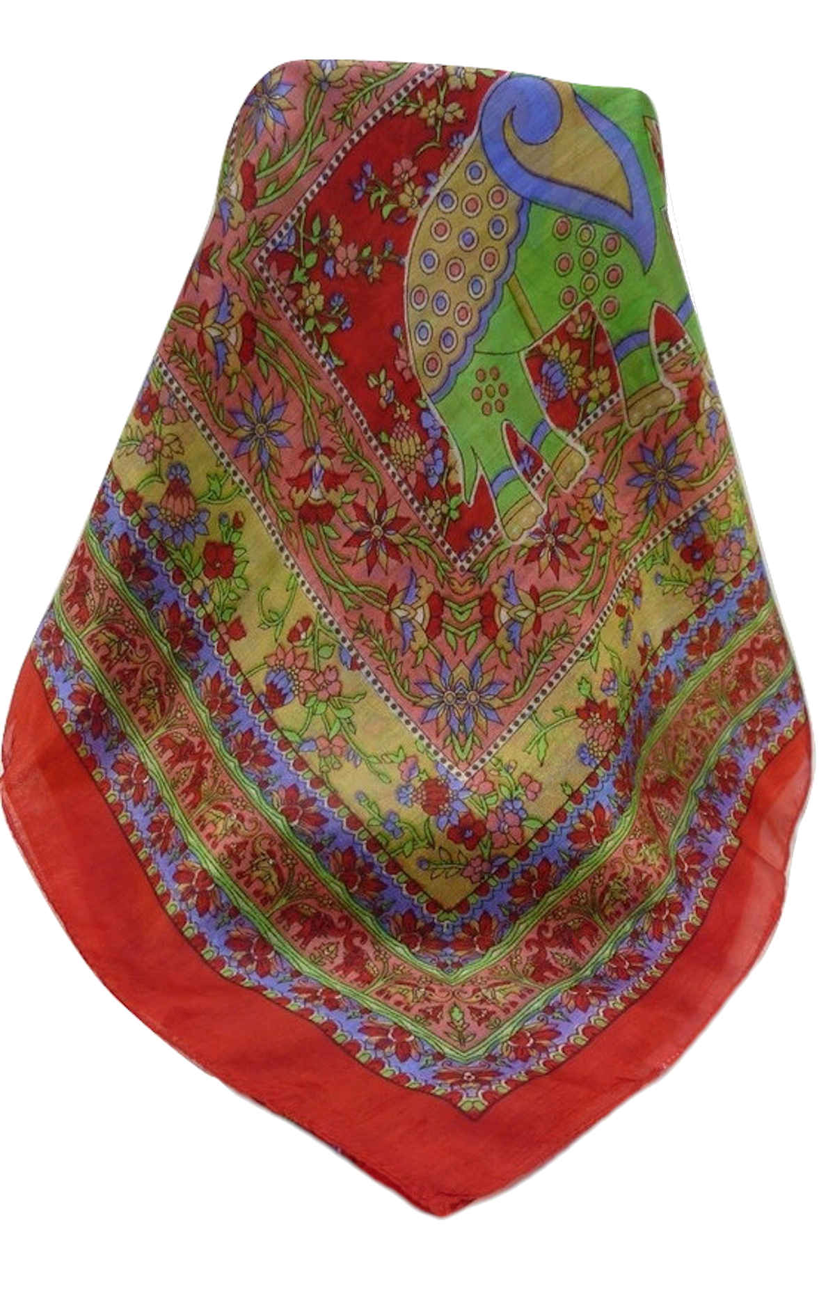 Tradizionale Sciarpa Longa di Seta Pyar Scarlet