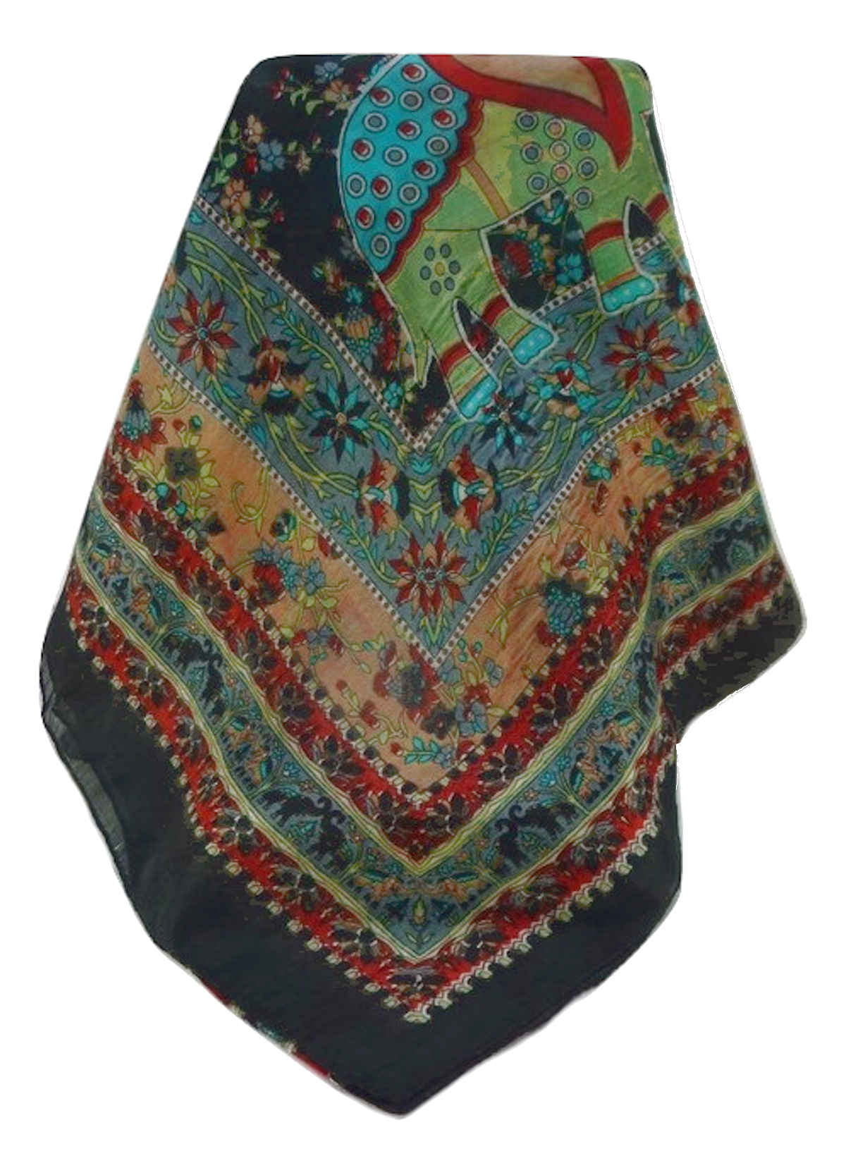 Tradizionale Sciarpa Longa di Seta Pyar Black
