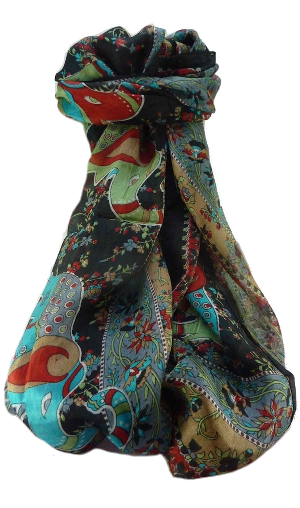 Tradizionale Sciarpa Longa di Seta Pyar Black