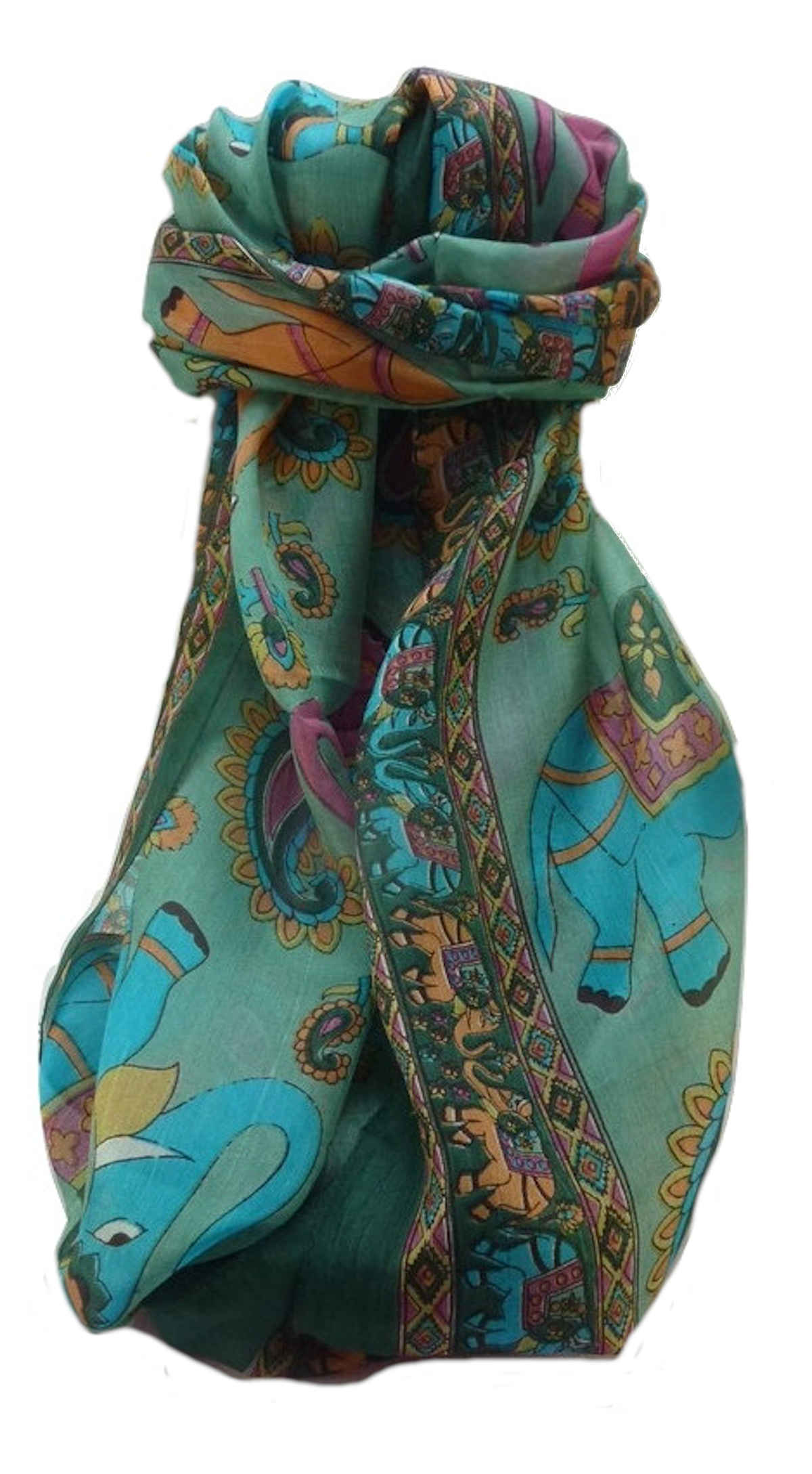 Tradizionale Sciarpa Longa di Seta Qamar Sage