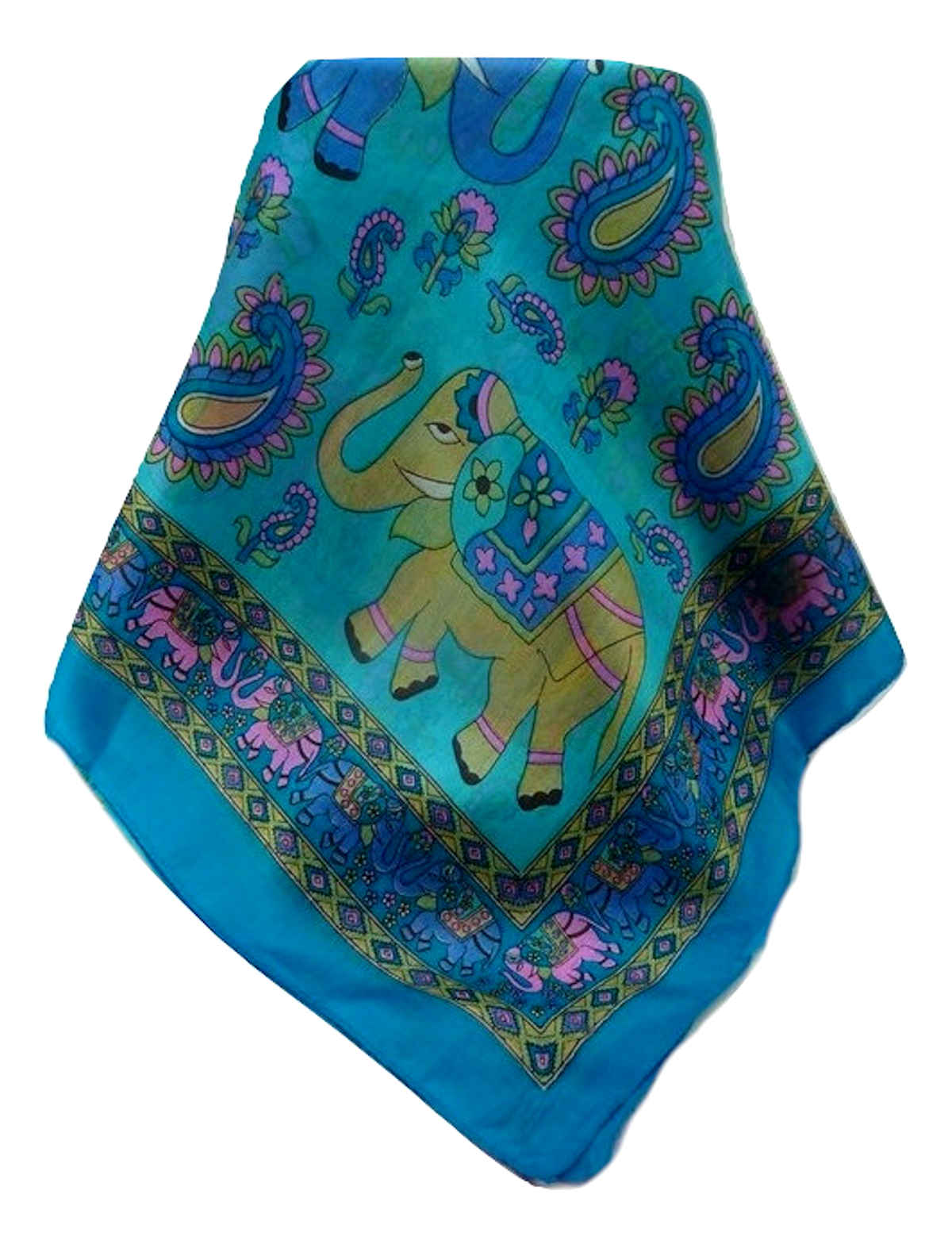 Tradizionale Sciarpa Longa di Seta Qamar Light Blue