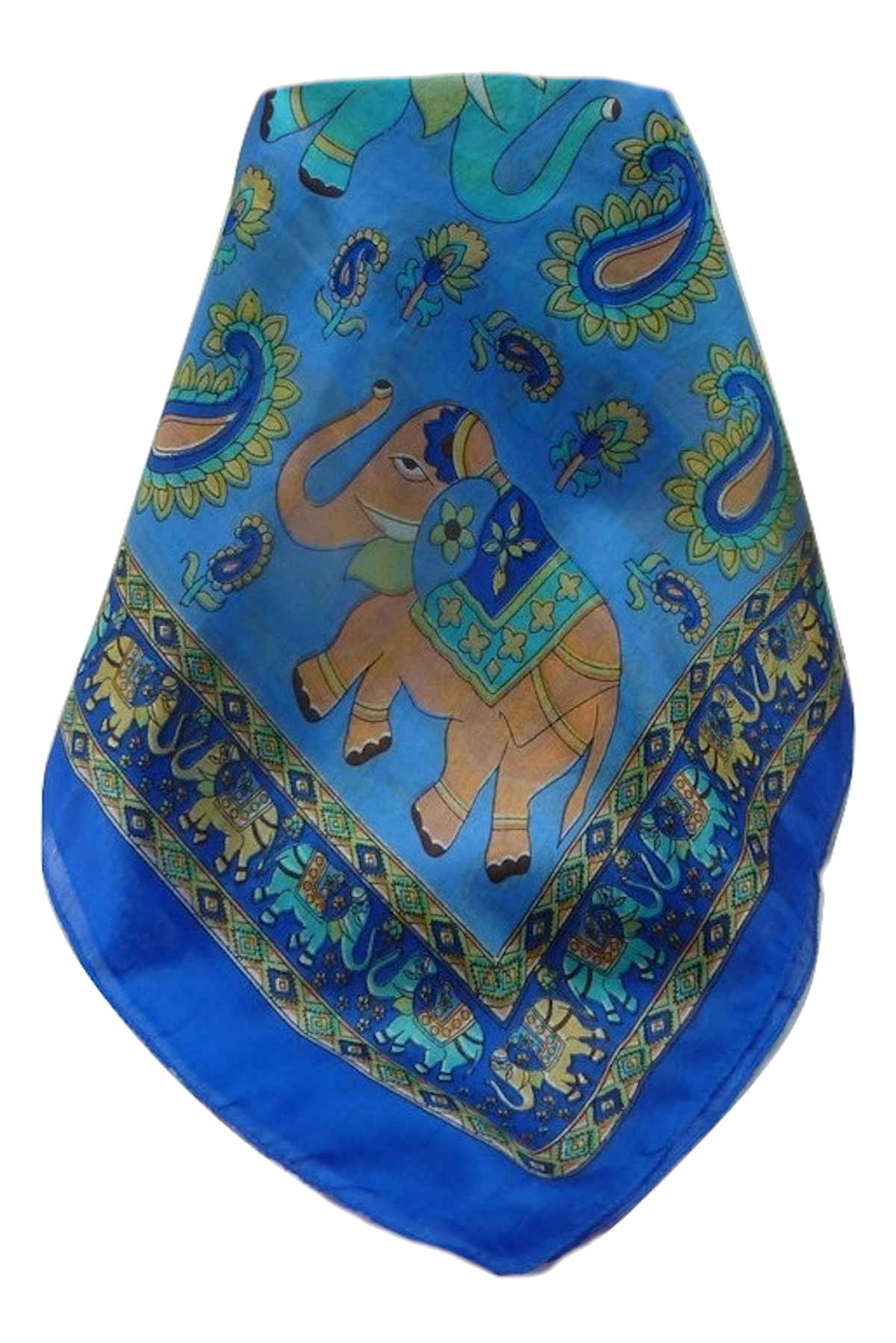 Tradizionale Sciarpa Longa di Seta Qamar French Blue