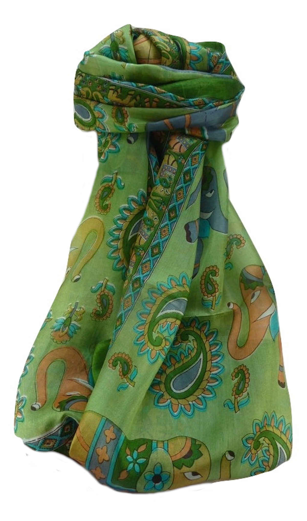 Tradizionale Sciarpa Longa di Seta Qamar Fern