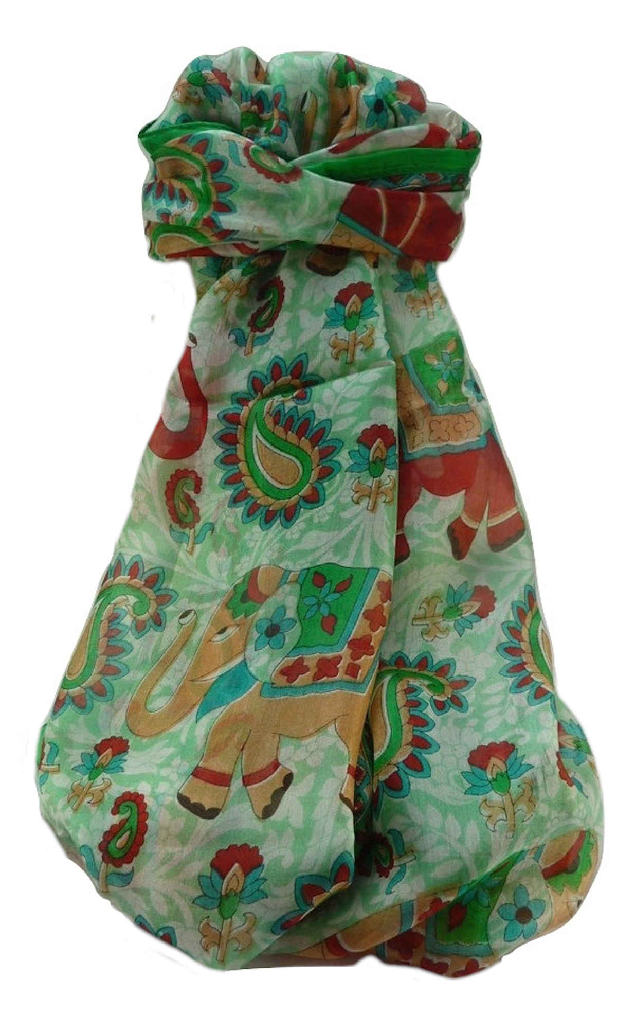 Tradizionale Sciarpa Longa di Seta Qamar Lime