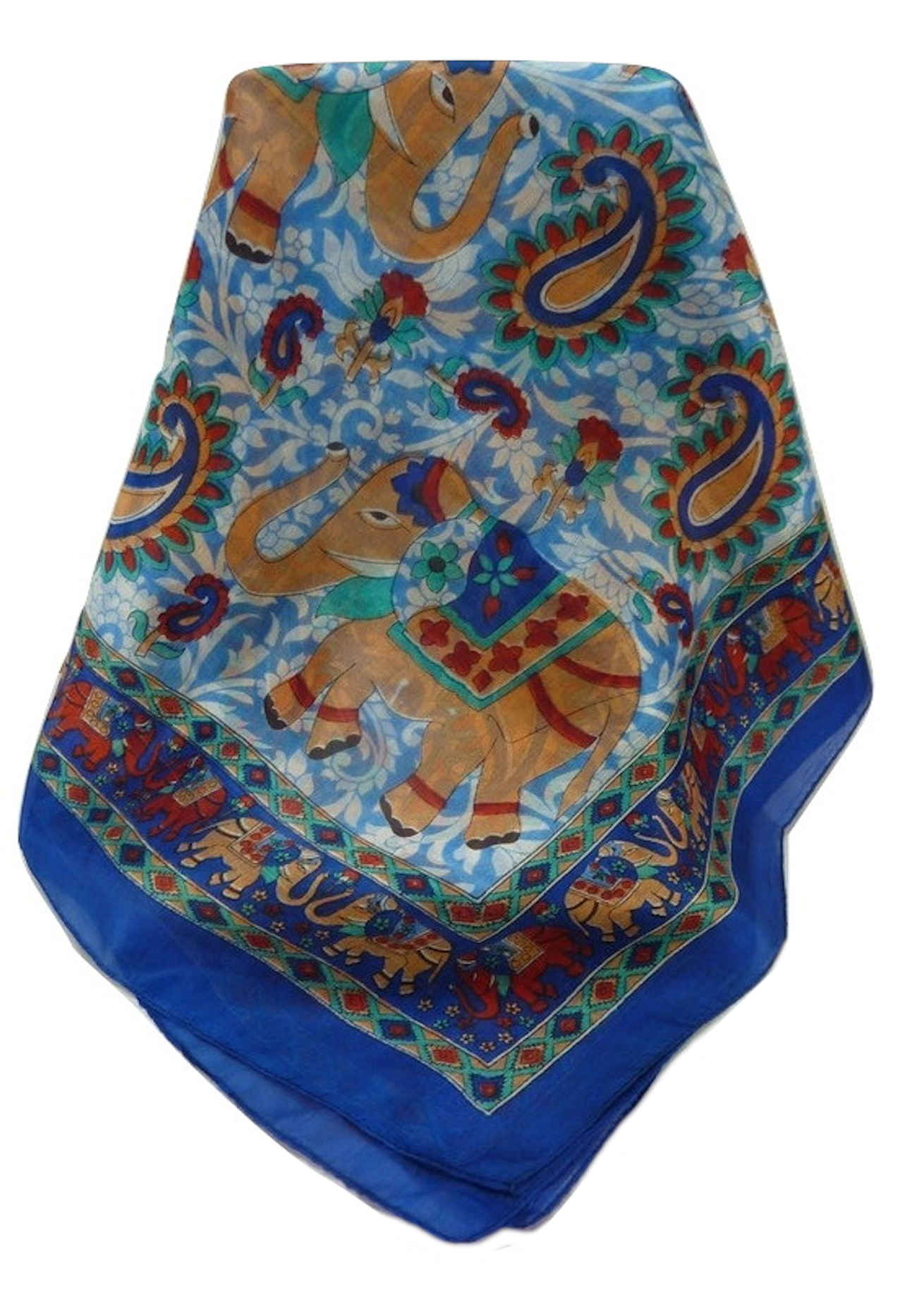 Tradizionale Sciarpa Longa di Seta Qamar Blue