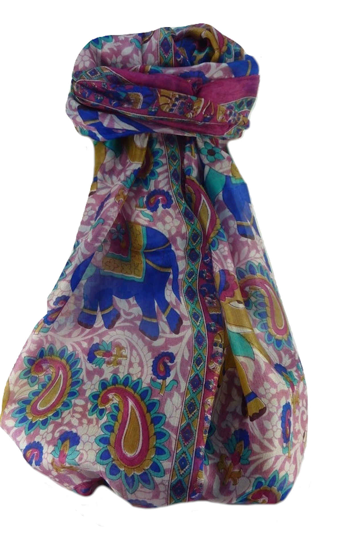 Tradizionale Sciarpa Longa di Seta Qamar Rose