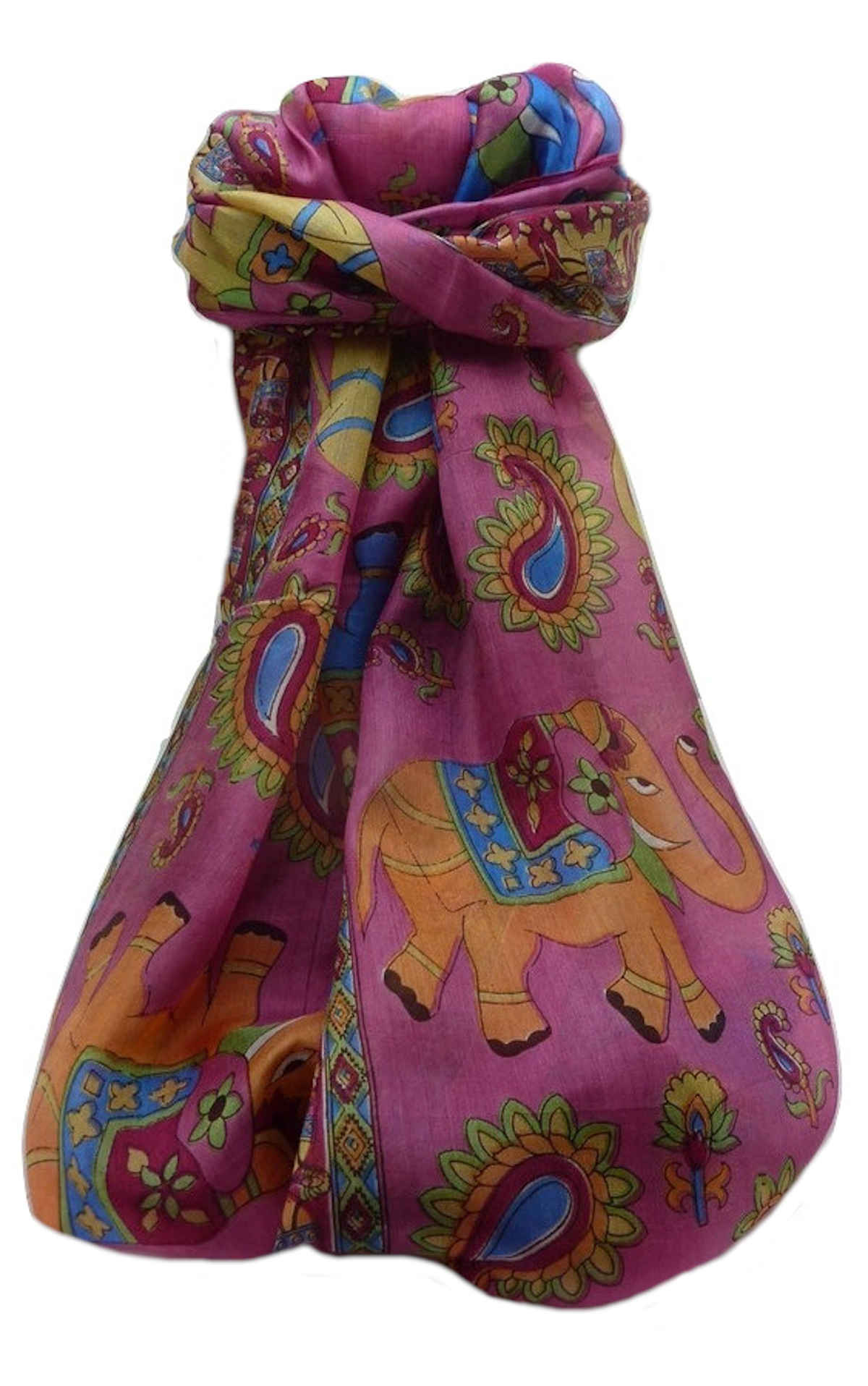 Tradizionale Sciarpa Longa di Seta Qamar Pink