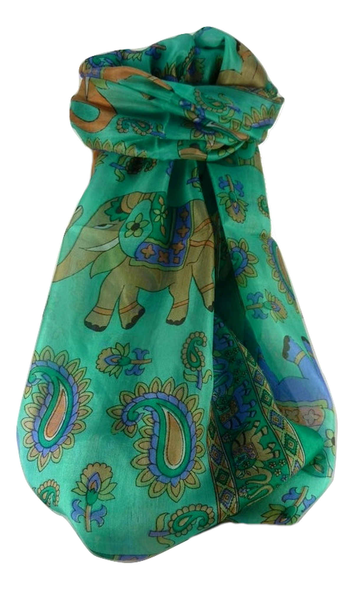 Tradizionale Sciarpa Longa di Seta Qamar Emerald