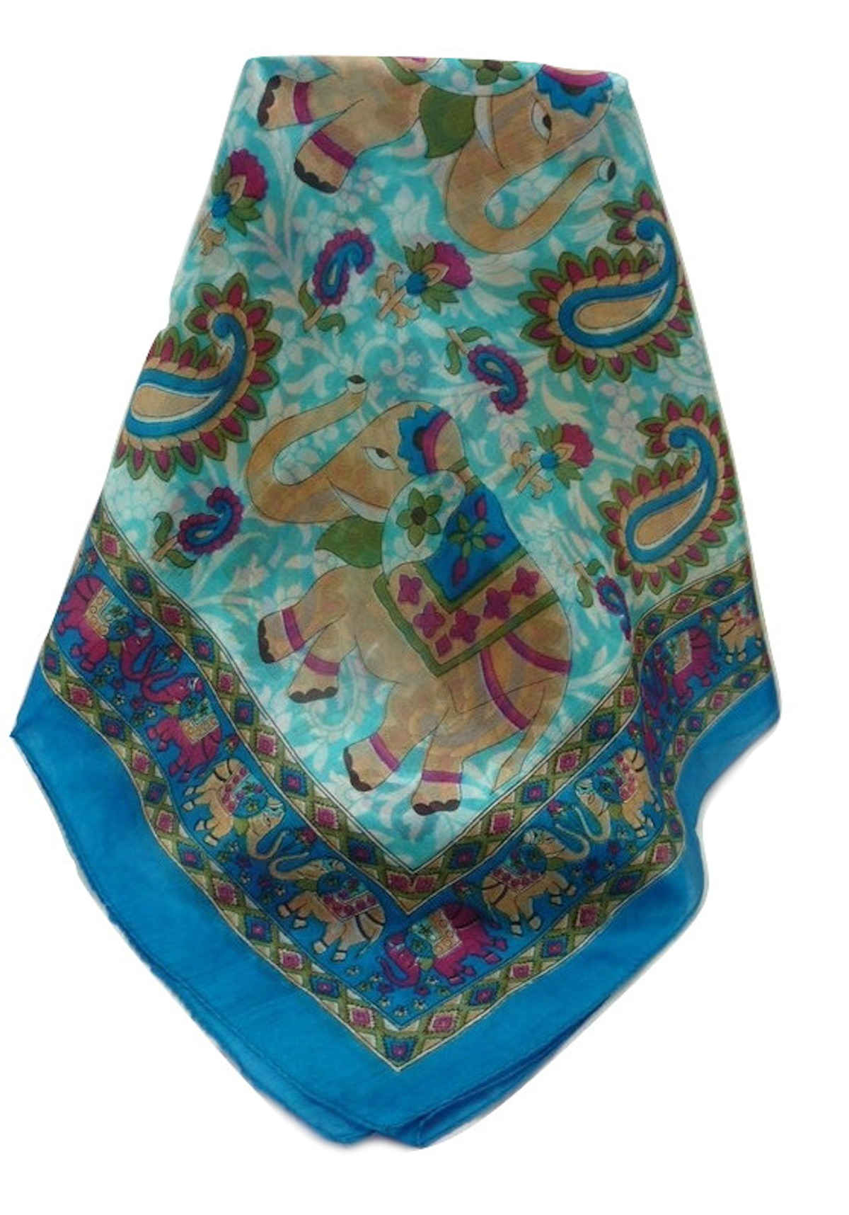 Tradizionale Sciarpa Longa di Seta Qamar Aqua
