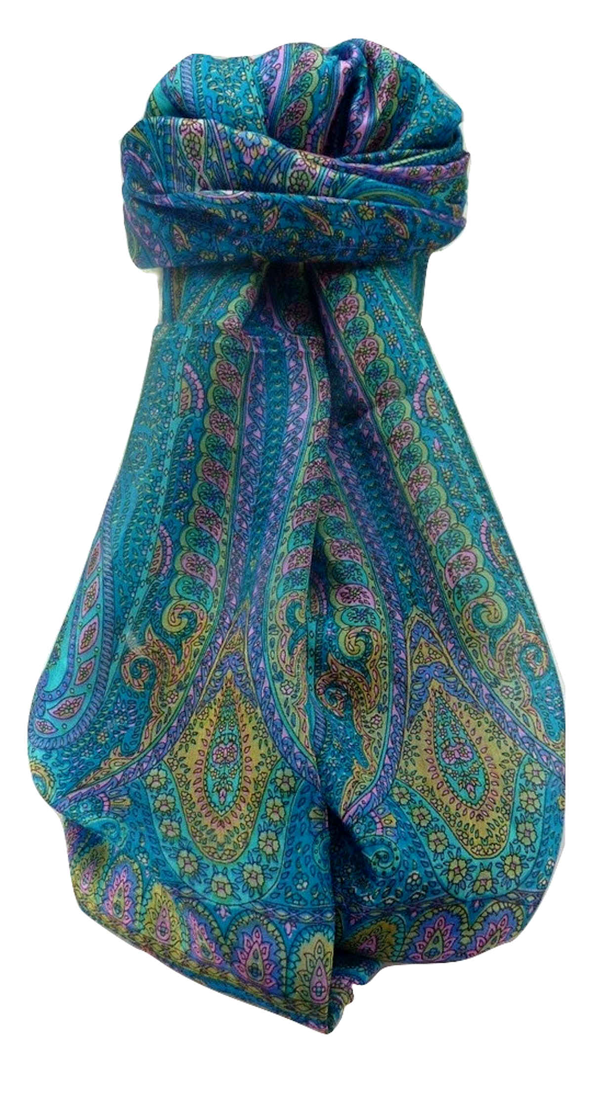Mulberry Silk Traditional Long Scarf  Ranveer Aqua by Pashmina & Silk