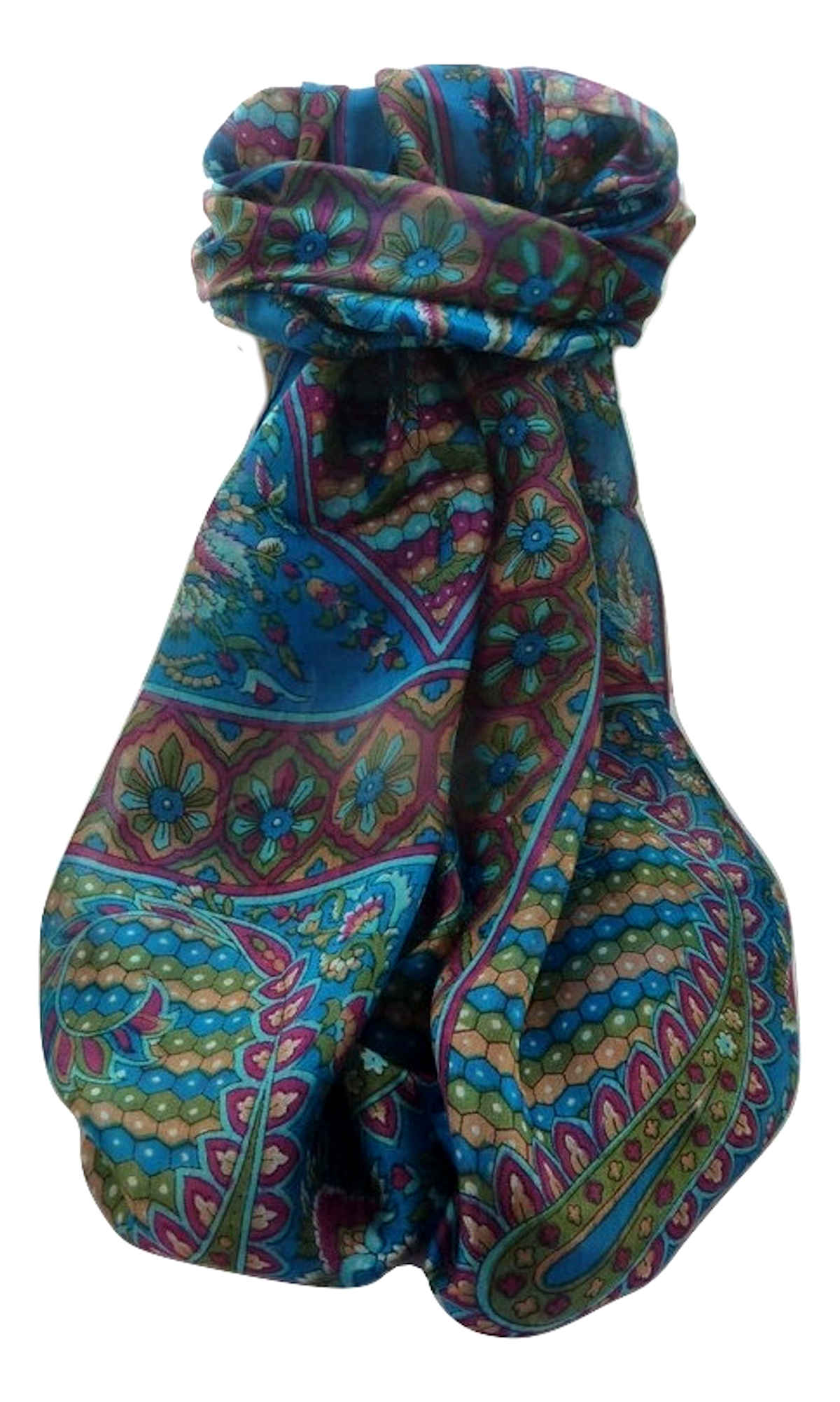 Mulberry Silk Traditional Long Scarf  Shakila Aqua by Pashmina & Silk