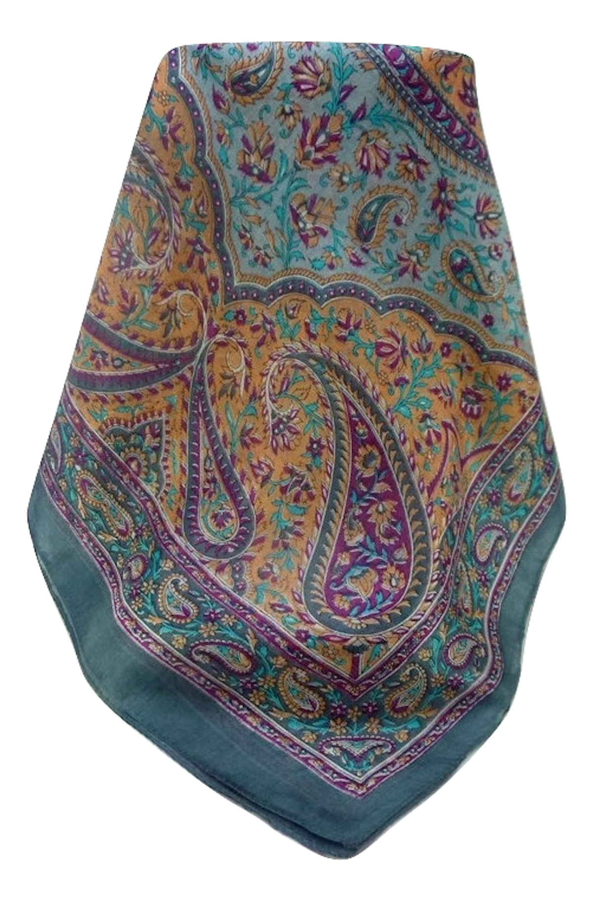 Tradizionale Sciarpa Longa di Seta Shivaji Grey