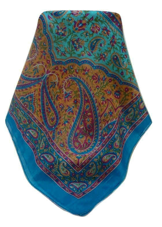 Tradizionale Sciarpa Longa di Seta Shivaji Aqua