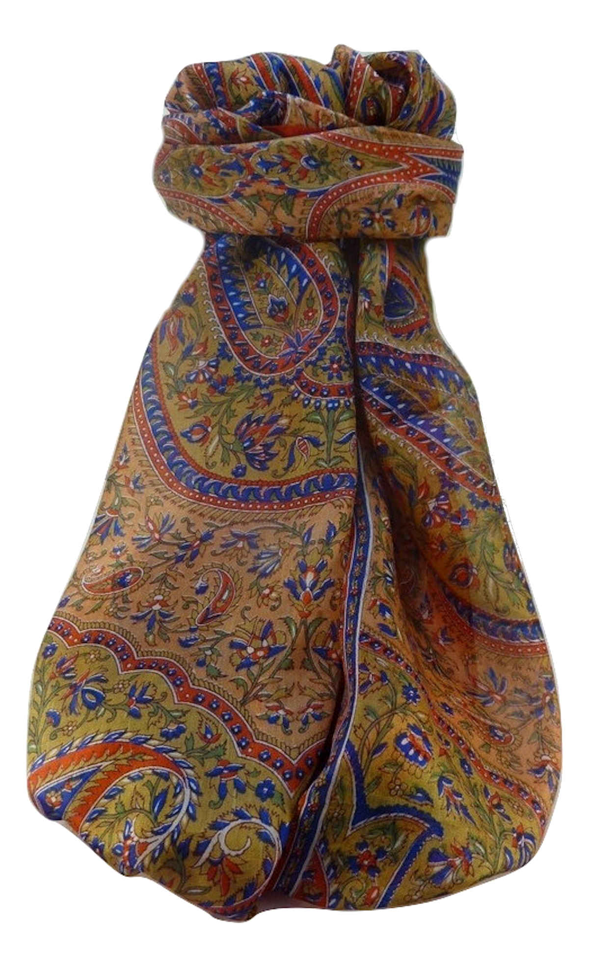 Tradizionale Sciarpa Longa di Seta Shivaji Marigold