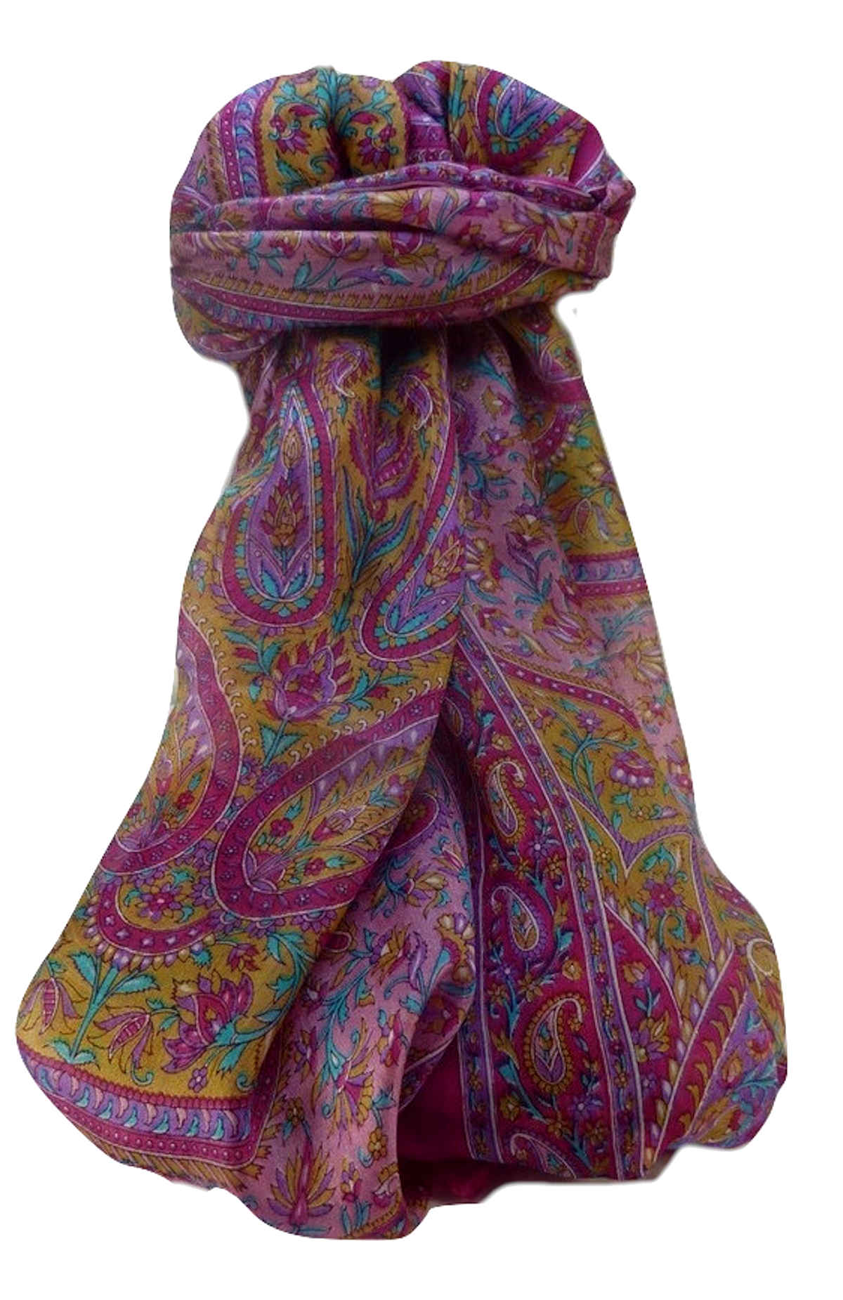 Mulberry Silk Traditional Long Scarf  Shivaji Pink by Pashmina & Silk