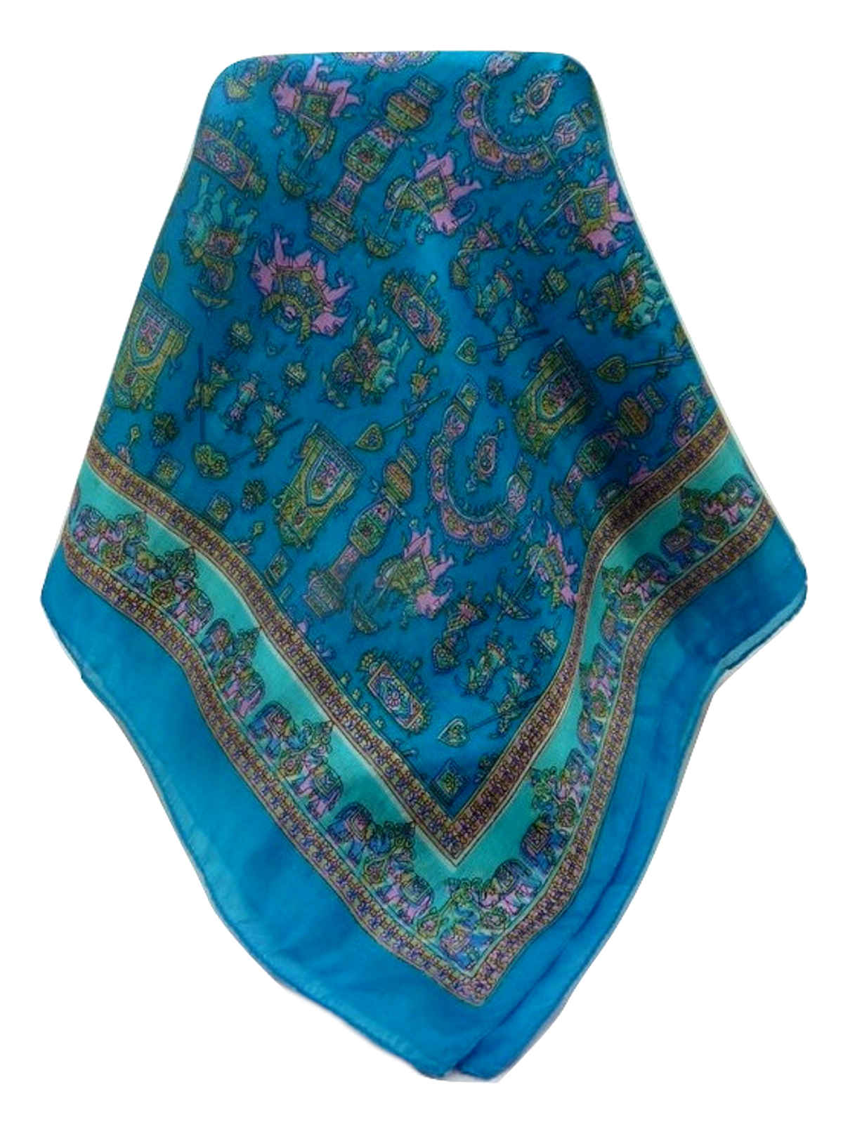 Mulberry Silk Traditional Long Scarf  Vimi Aqua by Pashmina & Silk