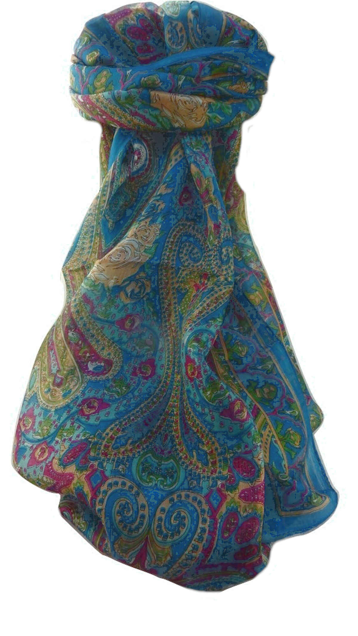Foulard Traditional Soie de Mûrier Yaar Aqua
