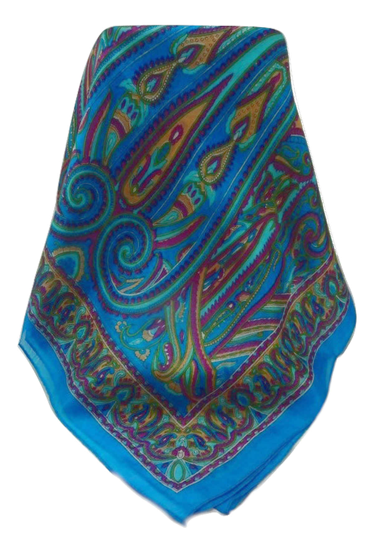 Mulberry Silk Traditional Long Scarf  Yami Aqua by Pashmina & Silk